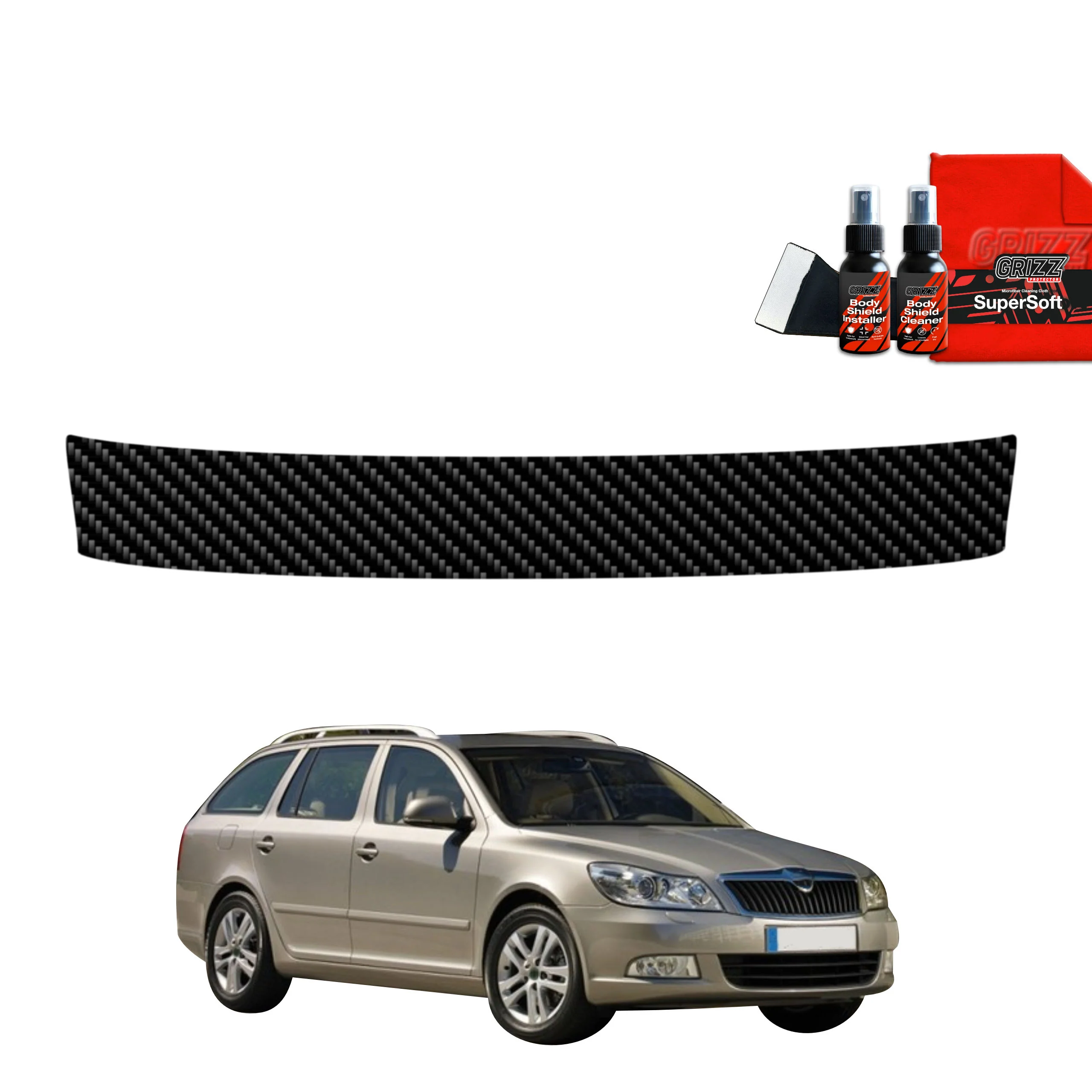 Kohlenstoff Schutzfolie Grizz Protector für Ladekante - Skoda Octavia 2 Kombi Facelifting (2008-2013)