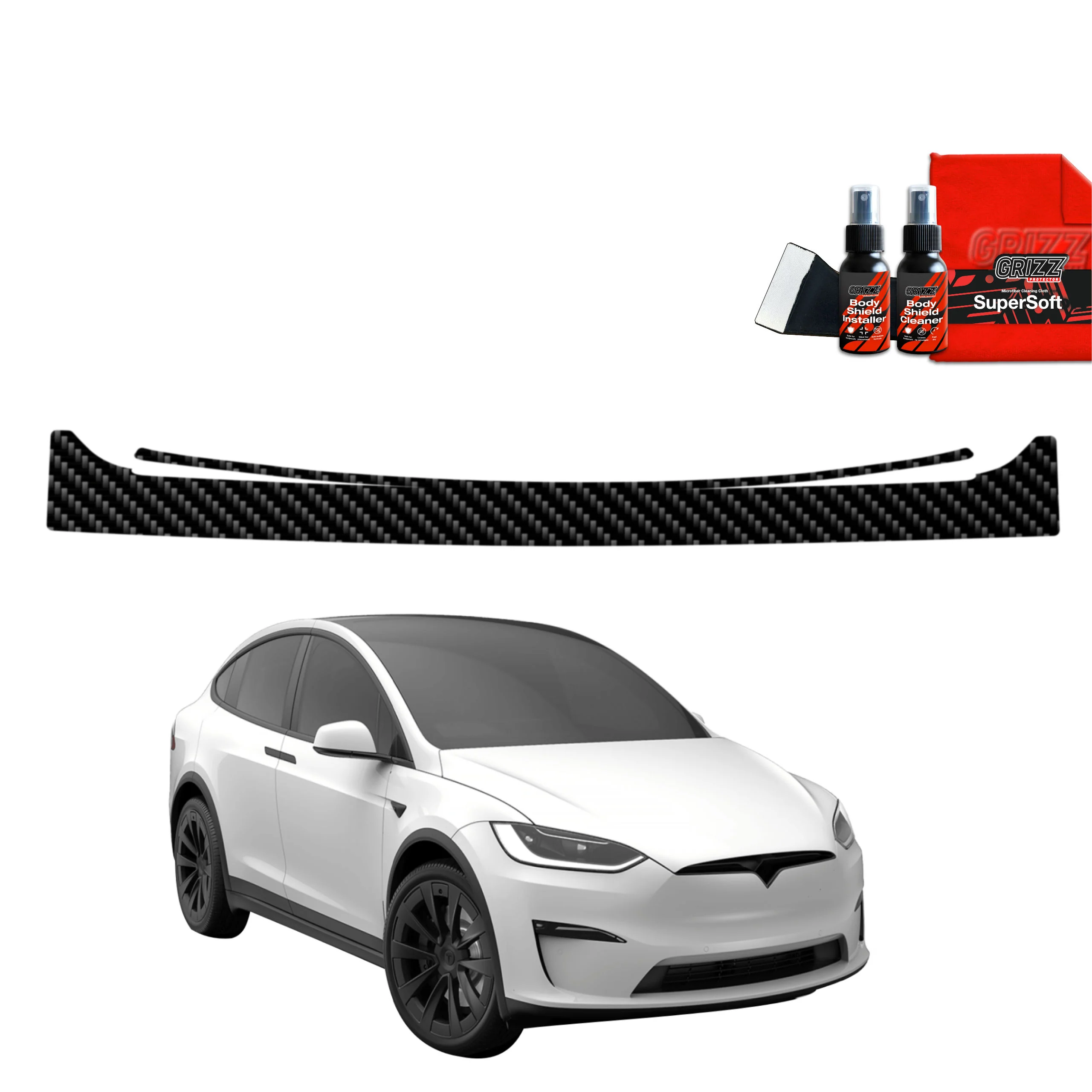 Kohlenstoff Schutzfolie Grizz Protector für Ladekante - Tesla Model X (2021-2025)