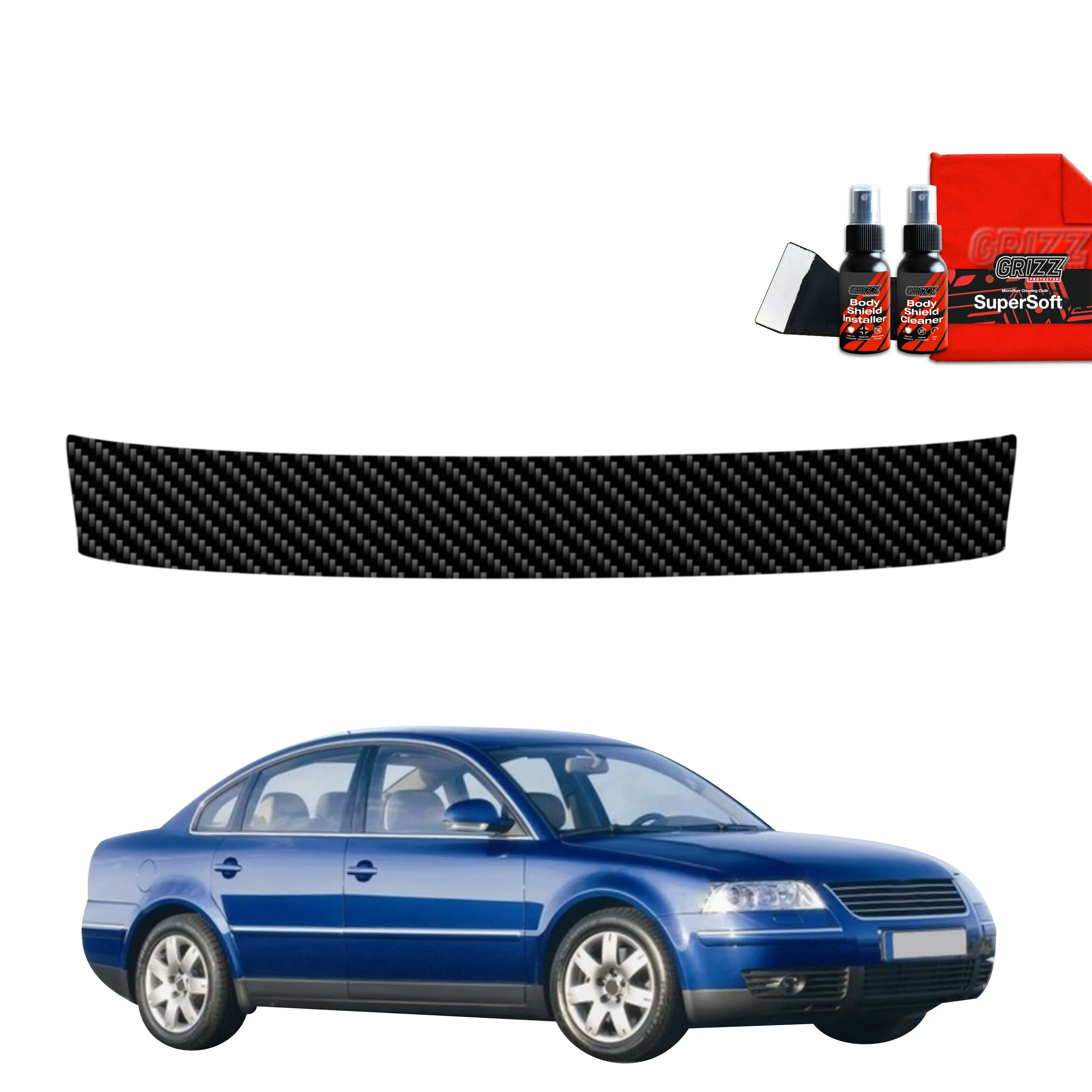 Kohlenstoff Schutzfolie Grizz Protector für Ladekante - Volkswagen Passat B5 Sedan Facelifting (2000-2005)