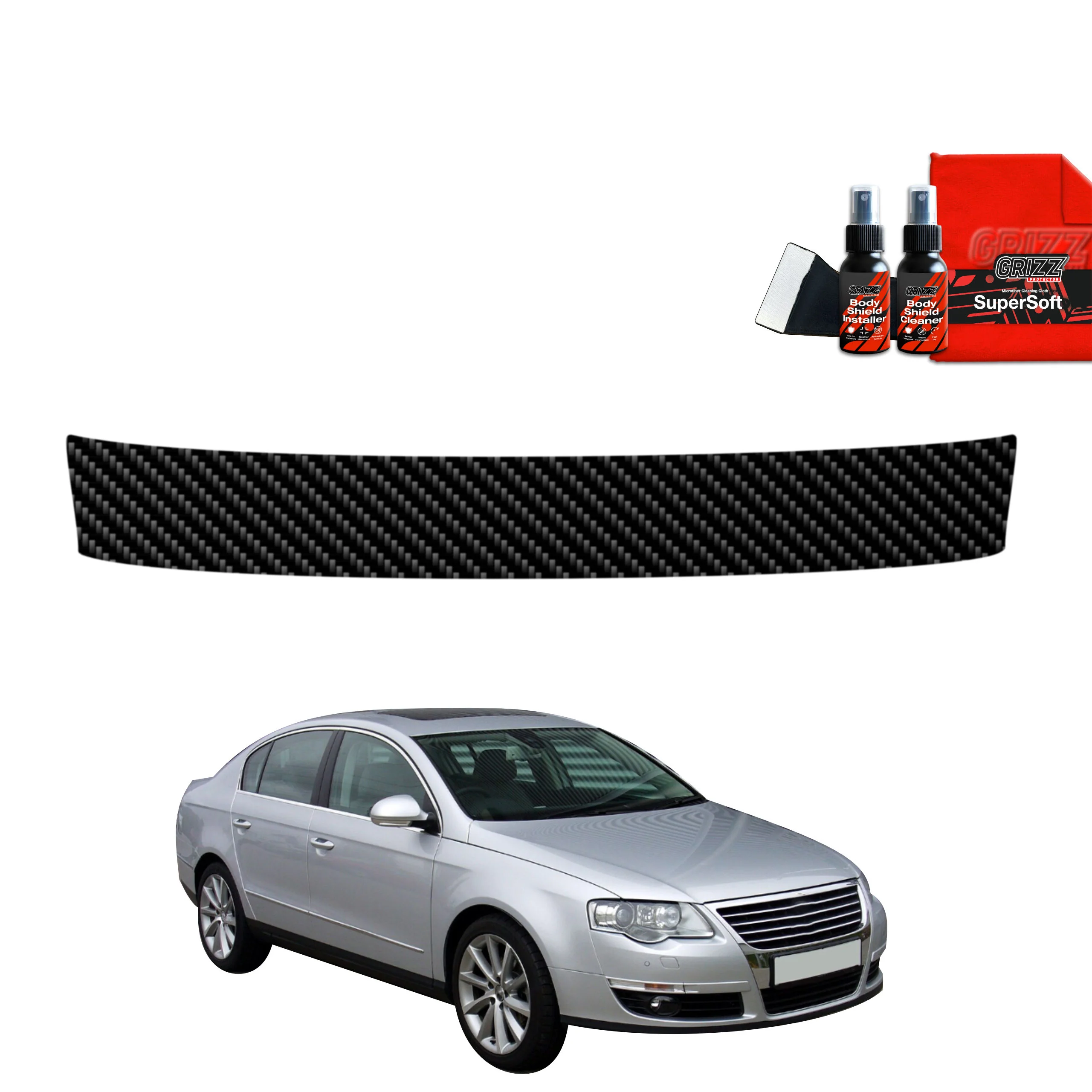 Kohlenstoff Schutzfolie Grizz Protector für Ladekante - Volkswagen Passat B6 Sedan (2005-2010)