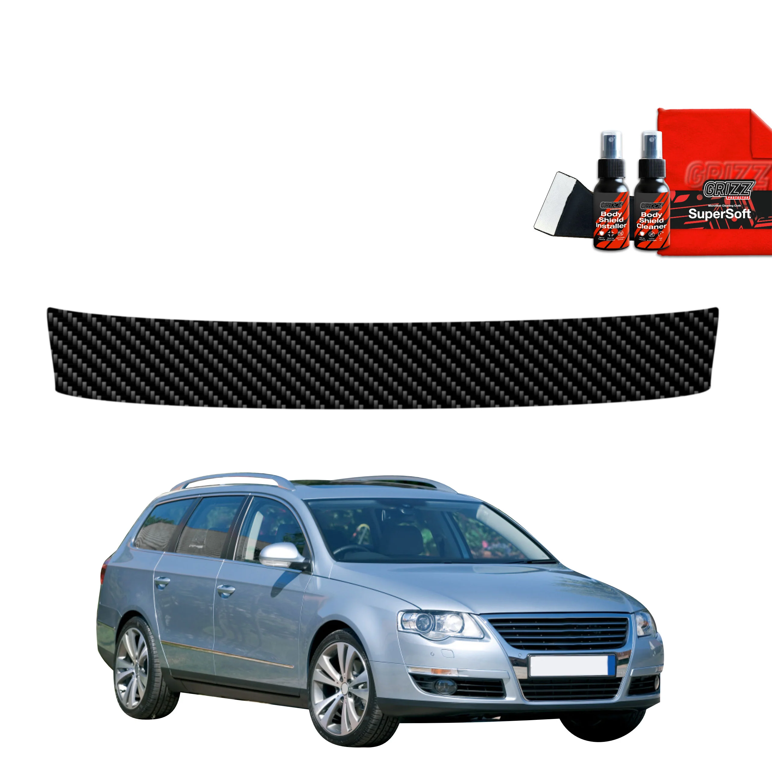 Kohlenstoff Schutzfolie Grizz Protector für Ladekante - Volkswagen Passat B6 Variant (2005-2010)