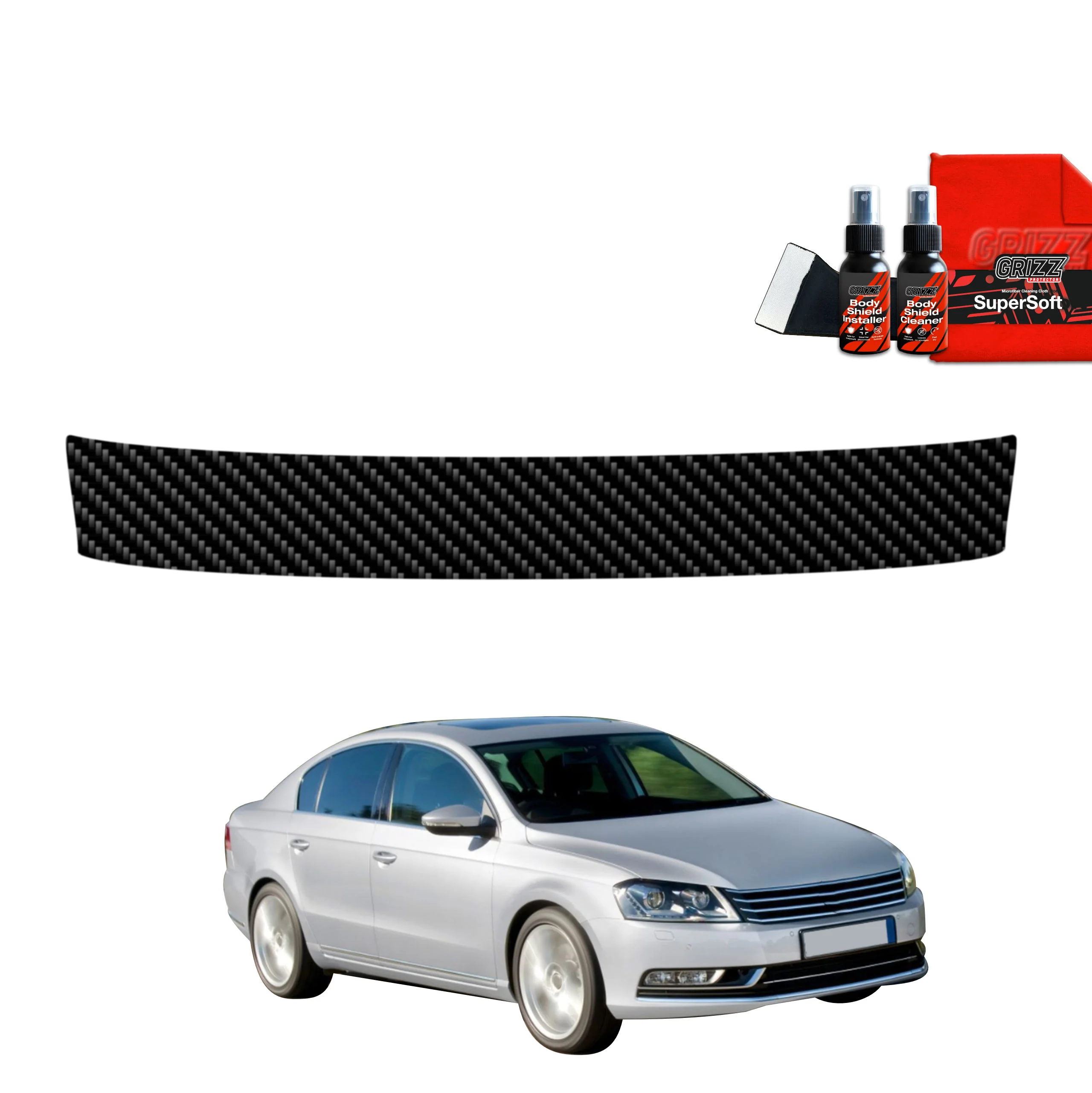 Kohlenstoff Schutzfolie Grizz Protector für Ladekante - Volkswagen Passat B7 Sedan (2010-2014)