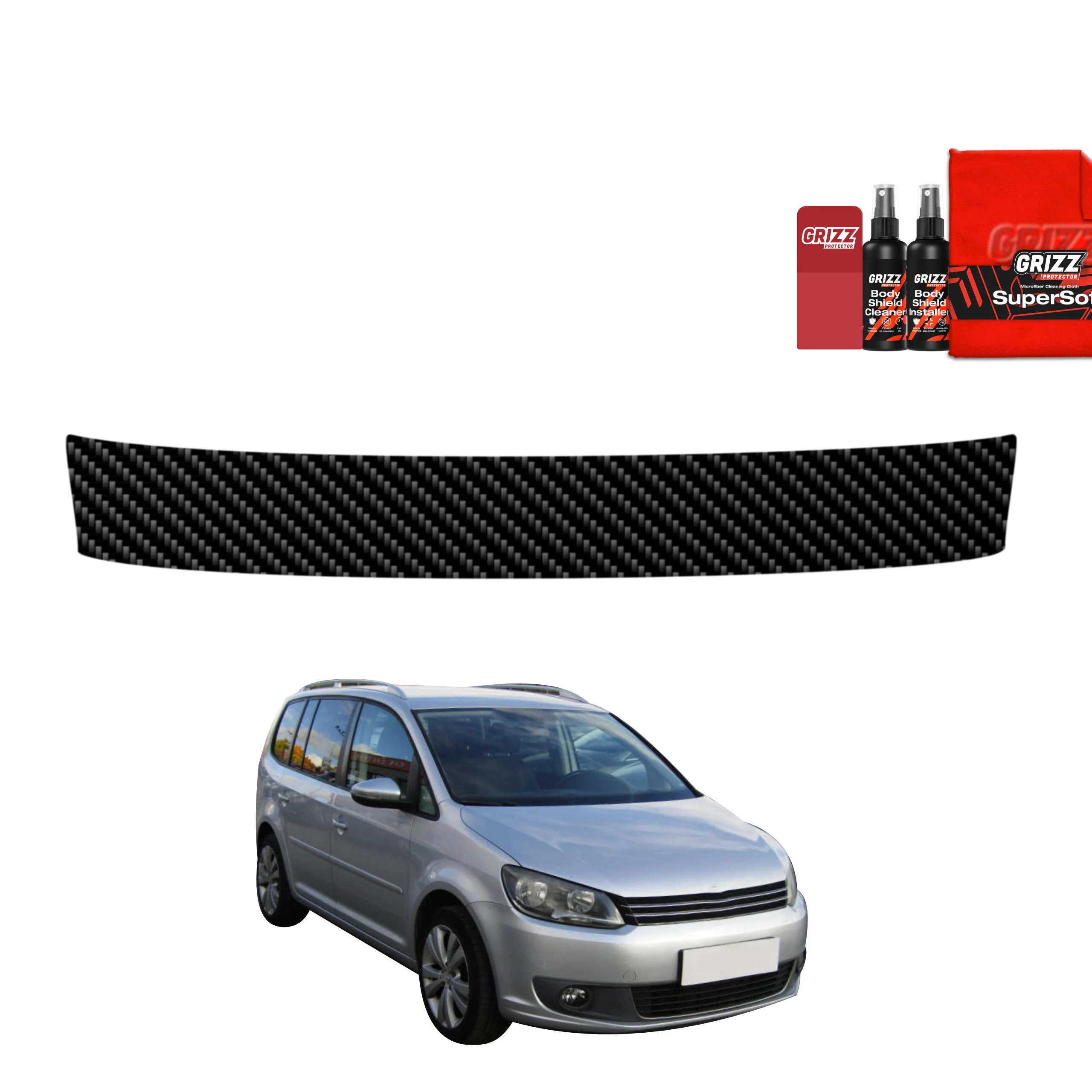 Kohlenstoff Schutzfolie Grizz Protector für Ladekante - Volkswagen Touran I MPV 5D (2010-2015)
