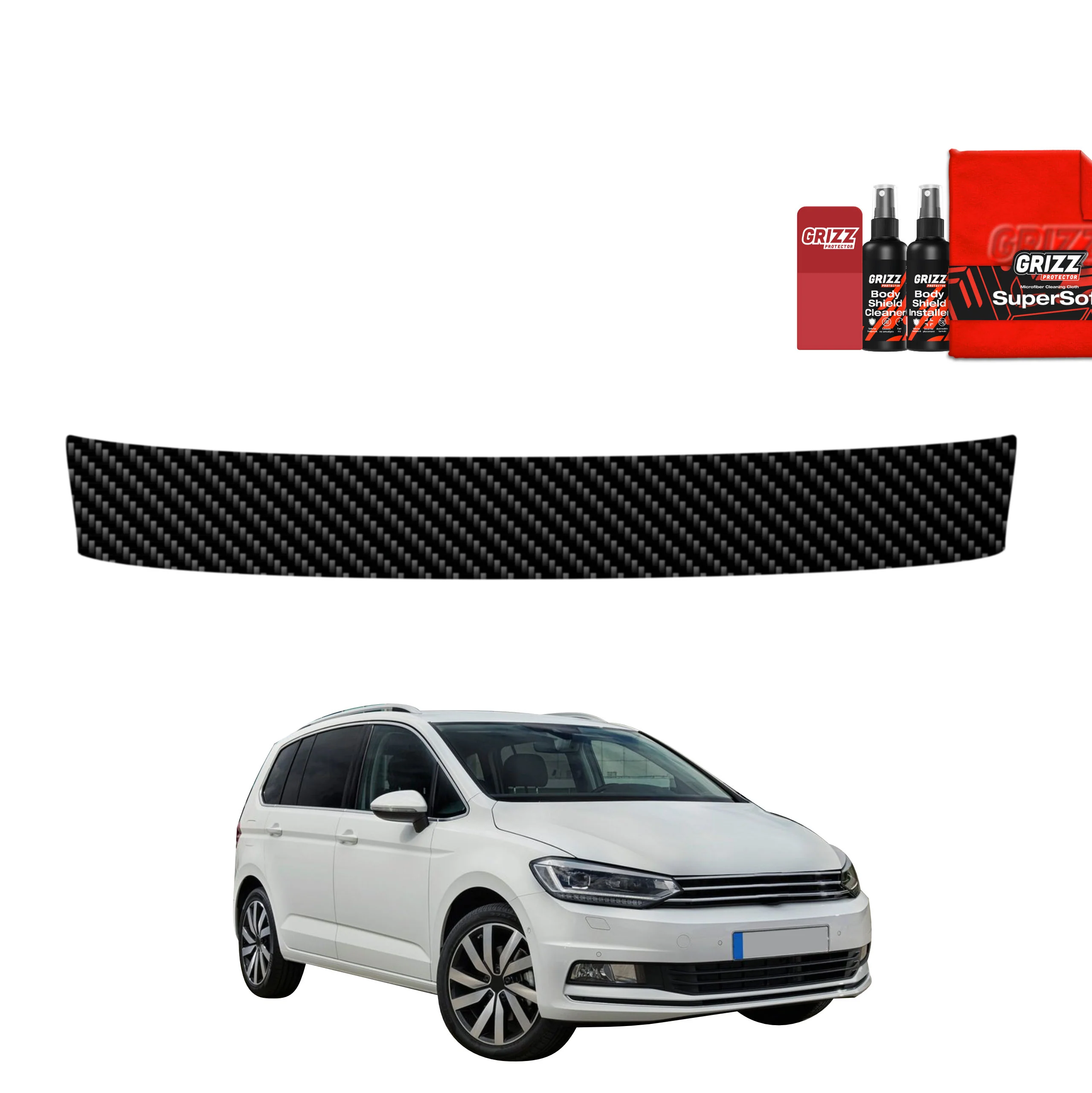 Kohlenstoff Schutzfolie Grizz Protector für Ladekante - Volkswagen Touran II MPV 5D (2016)