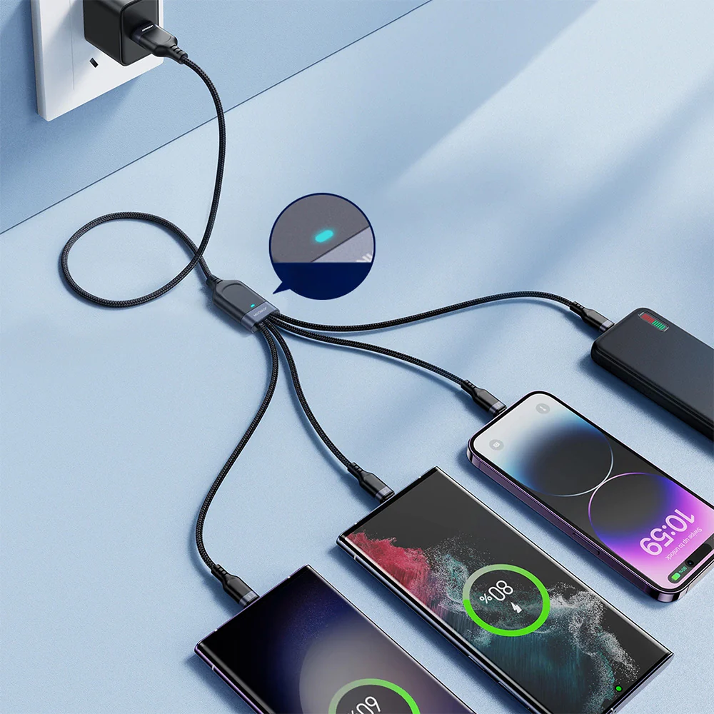 Ladekabel / Datenkabel USB-A zu 2x USB-C / Lightning / MicroUSB, Joyroom 4in1, 3.5A, 1,2m, Schwarz - Image 9