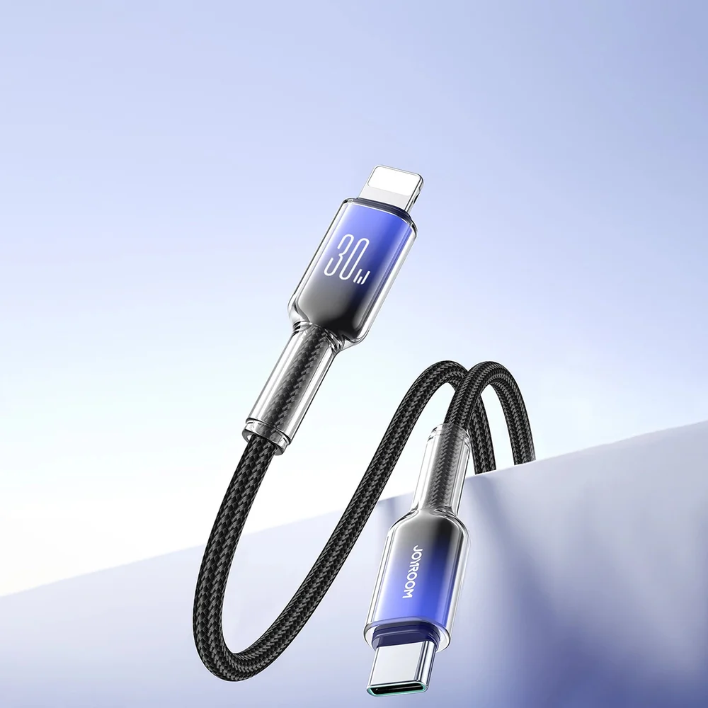 Ladekabel / Datenkabel USB-C zu Lightning, Joyroom Crystal-Clear Series, 30W PD, 1.2m, Schwarz - Image 8