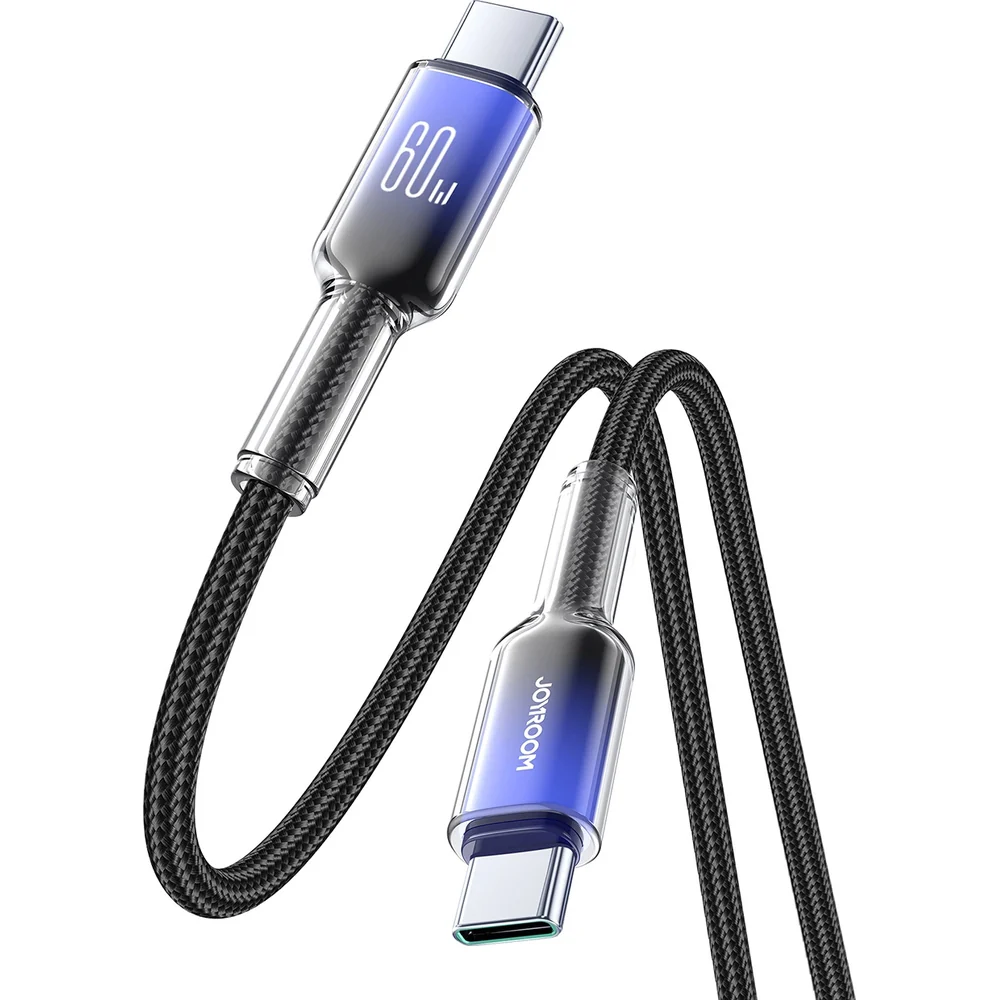 Ladekabel / Datenkabel USB-C zu USB-C, Joyroom Crystal-Clear Series, 60W PD, 1.2m, Schwarz - Image 3