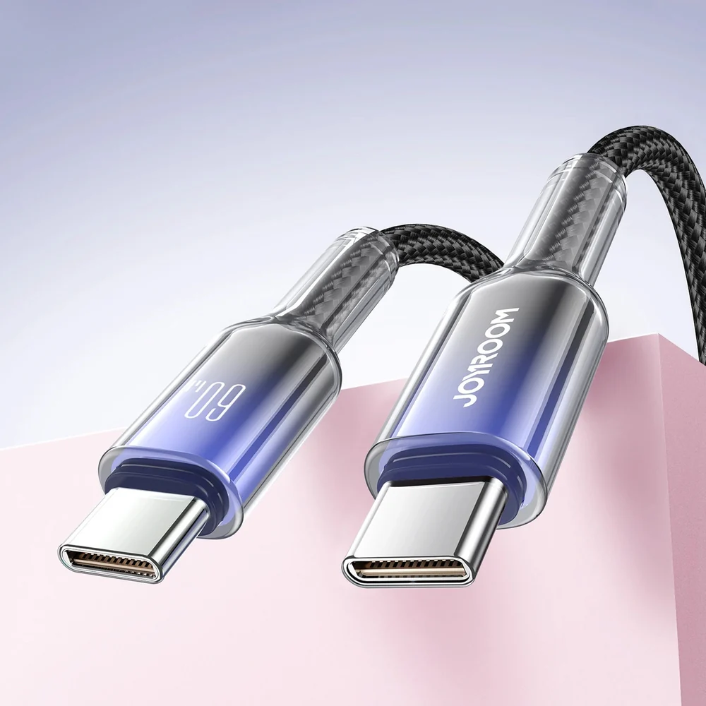 Ladekabel / Datenkabel USB-C zu USB-C, Joyroom Crystal-Clear Series, 60W PD, 1.2m, Schwarz - Image 8