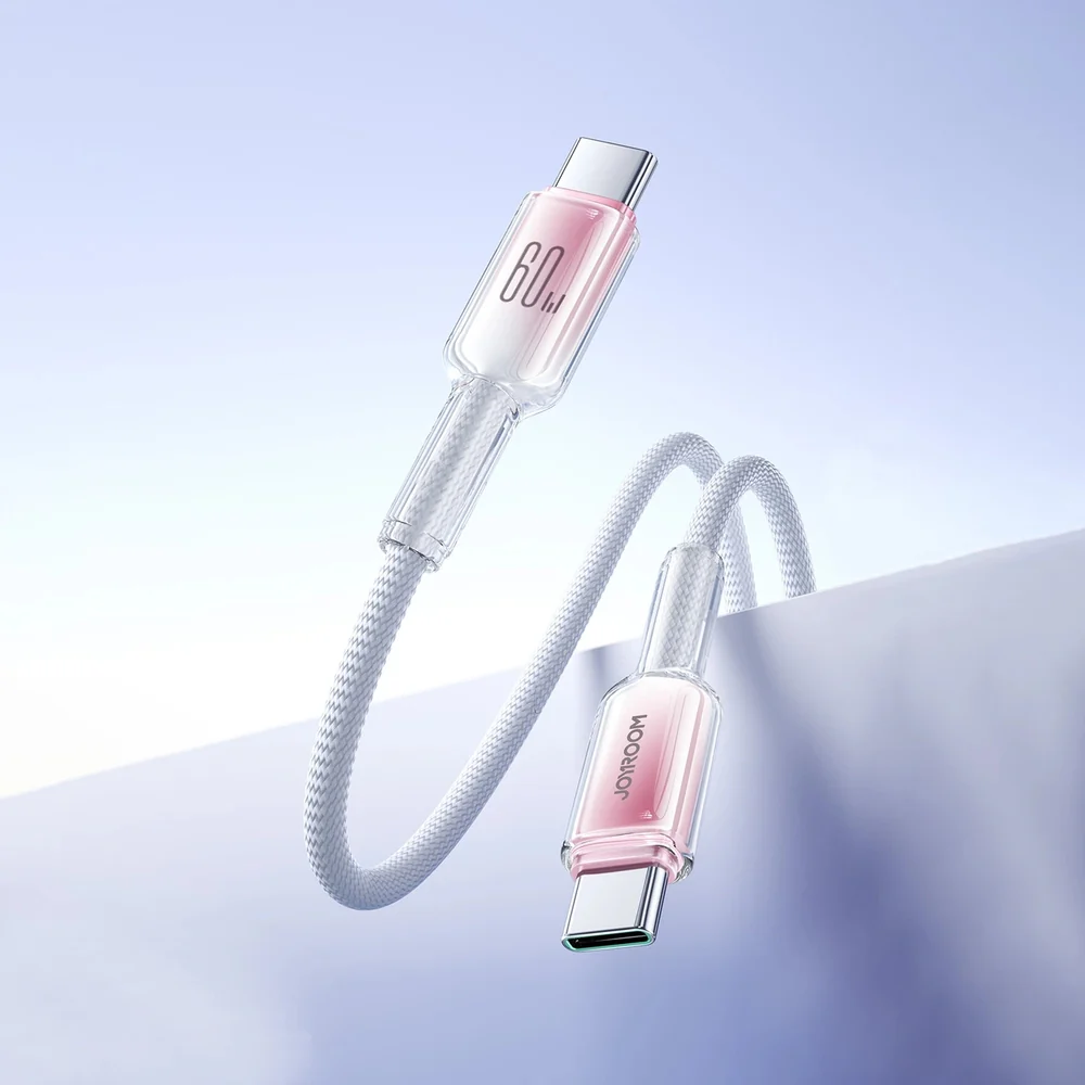 Ladekabel / Datenkabel USB-C zu USB-C, Joyroom Crystal-Clear Series, 60W PD, 1.2m, Weiß - Image 8