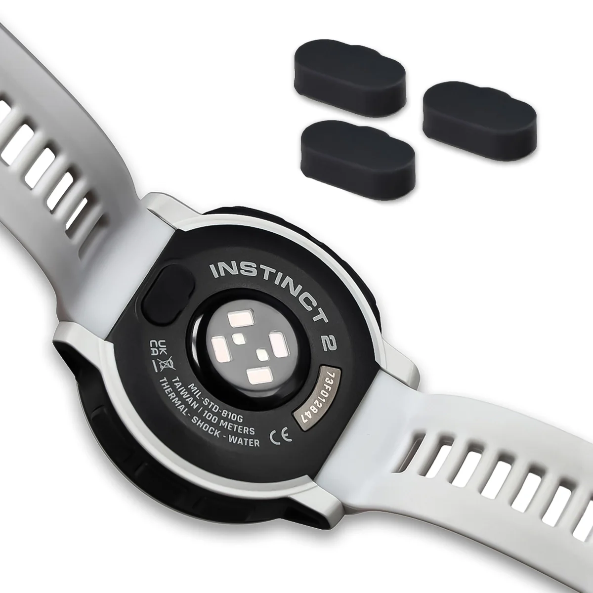 Ladeport-Abdeckung Bizon Accessories Dust Plug für Garmin-Uhren, Schwarz, 3 Stück