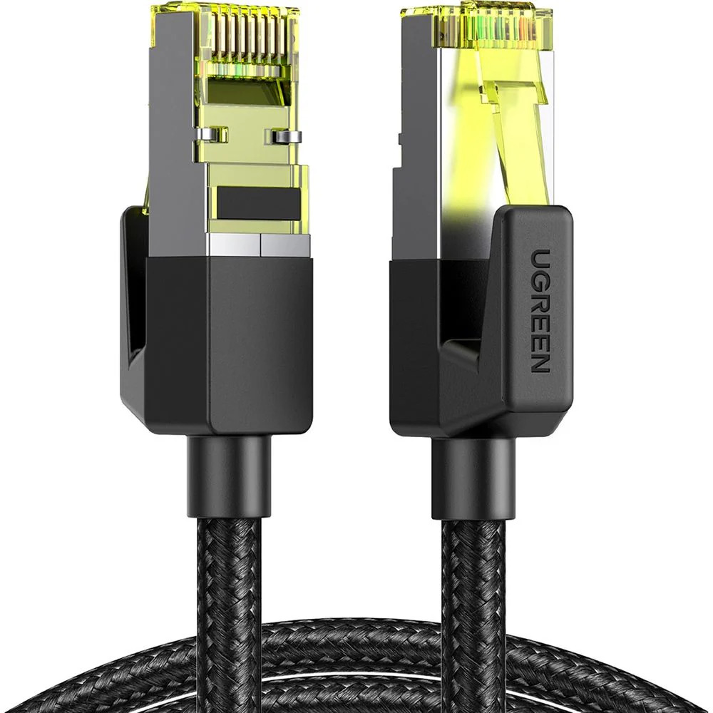 LAN Ethernet Netzwerkkabel RJ45 Cat 7 F/FTP, 10 Gbps, 1 m, Ugreen NW150, Schwarz