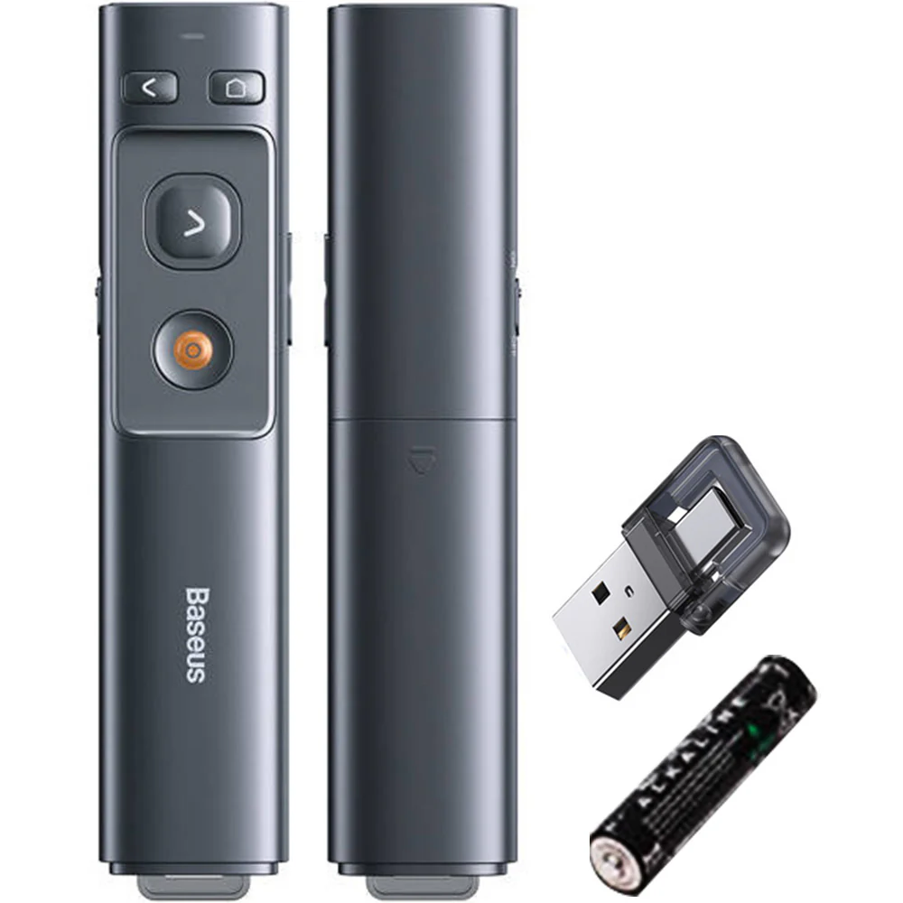 Laserpointer, kabellos / Fernbedienung für Präsentationen, Baseus Orange Dot, 100 m, 2.4 GHz, Grau