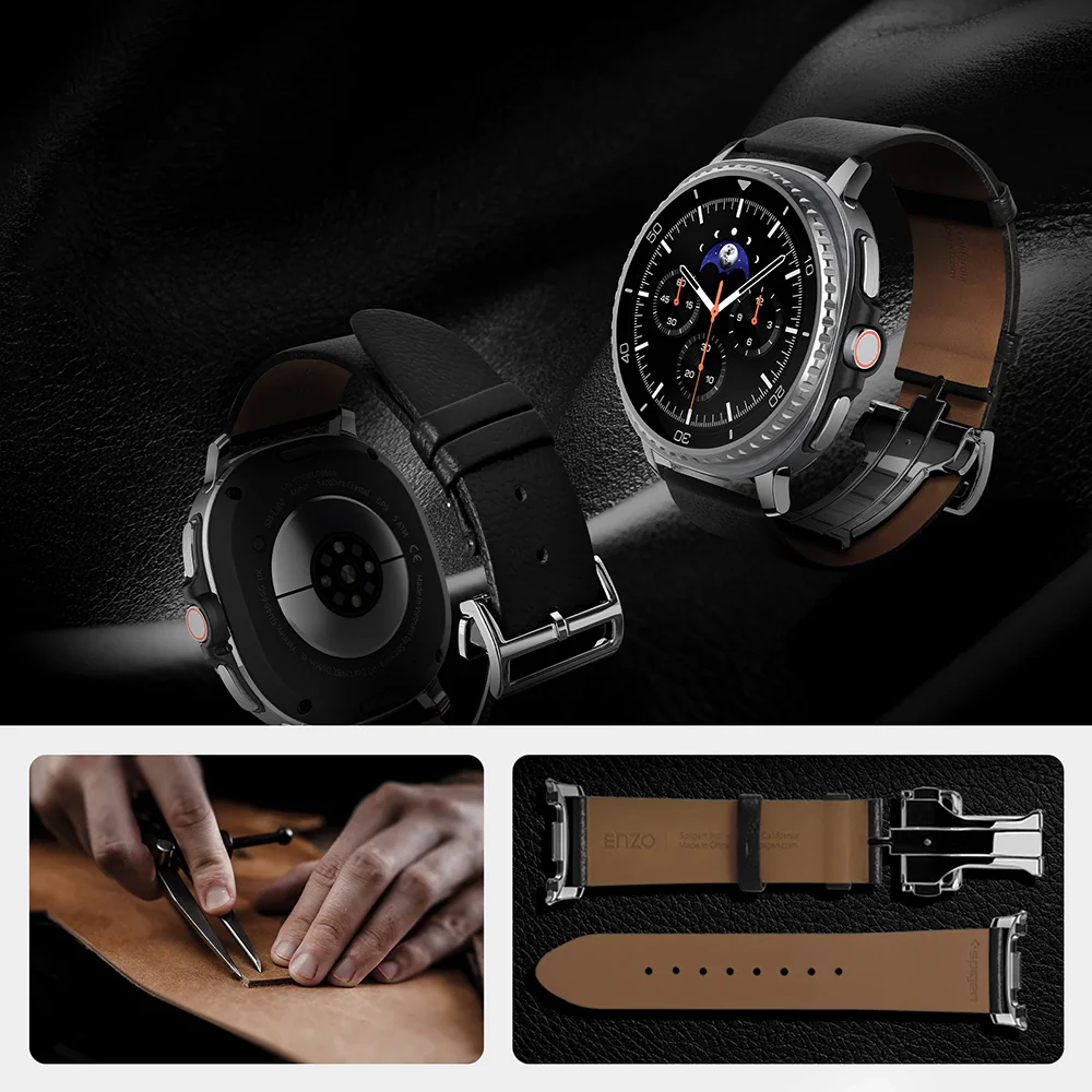 Leder Armband für Galaxy Watch 8 / 8 Classic, Spigen Enzo, Schwarz-Braun - Image 6