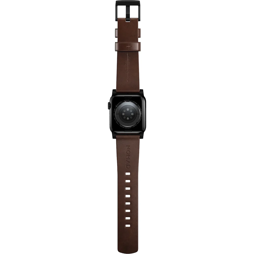 Lederarmband für Apple Watch 49/46/45/44 mm, Nomad Modern Band Horween, Braun-Schwarz - Image 6