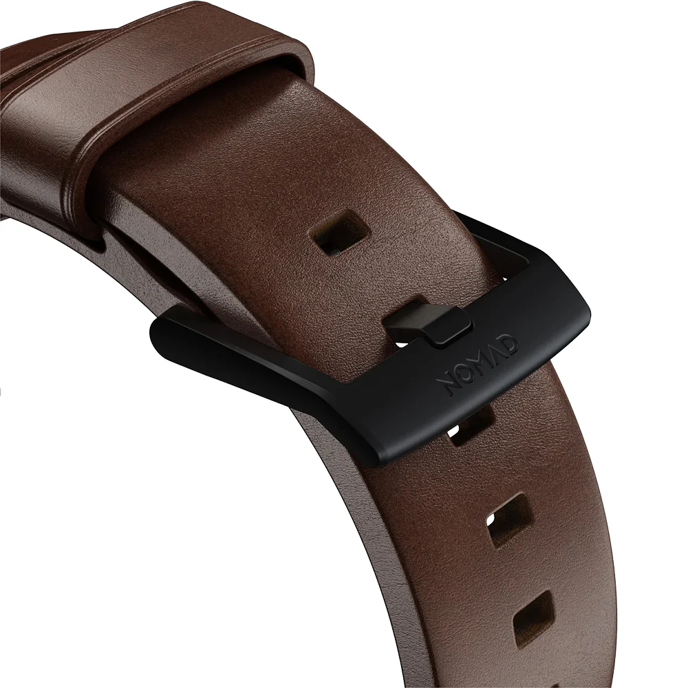 Lederarmband für Apple Watch 49/46/45/44 mm, Nomad Modern Band Horween, Braun-Schwarz - Image 7