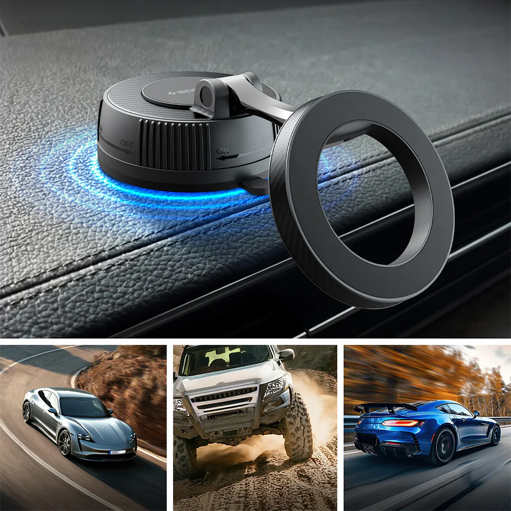 Magnetische Autohalterung für MagSafe, für Armaturenbrett / Windschutzscheibe, Spigen MFT36, Schwarz - Image 10