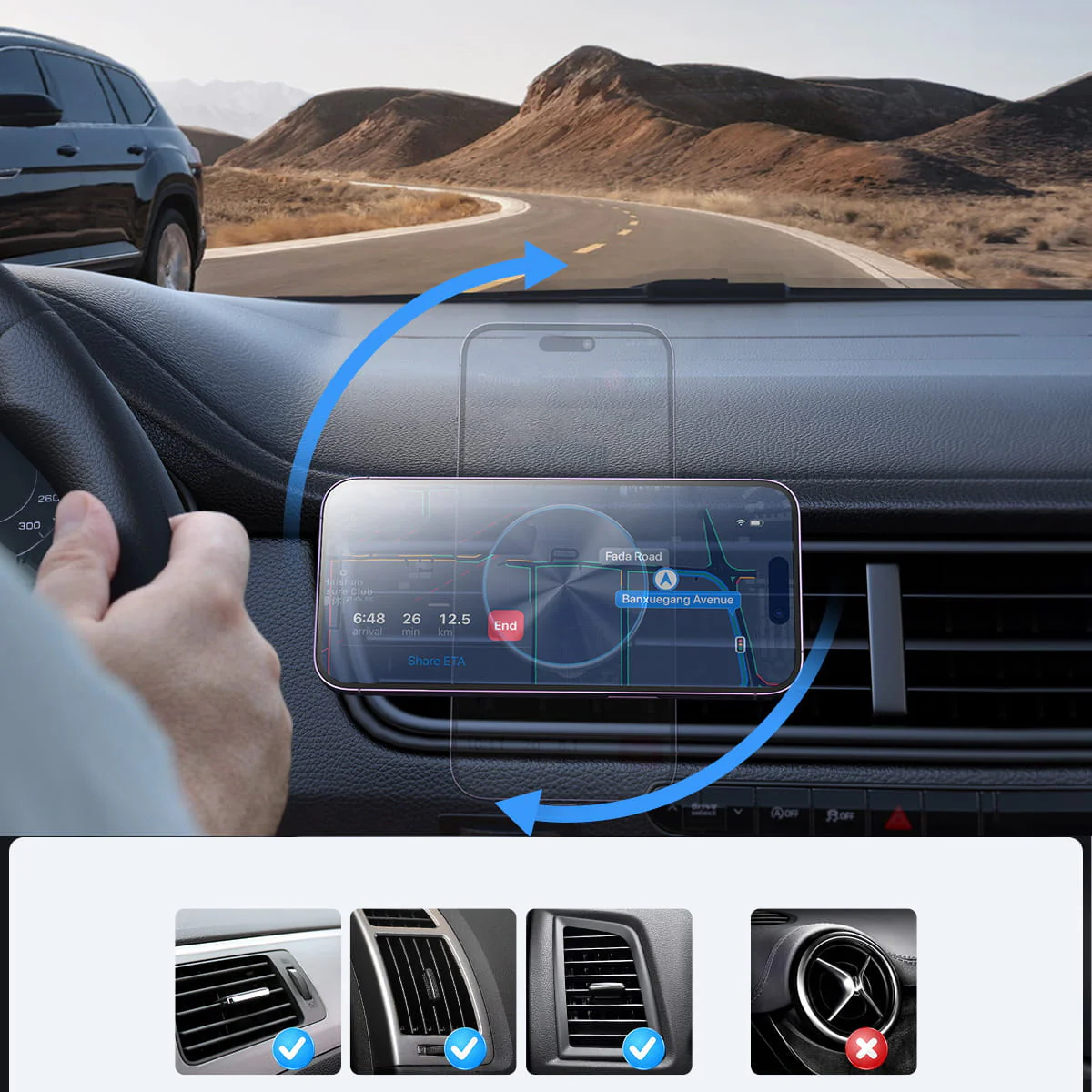 Magnetische Handy-Halterung für das Lüftungsgitter 15W, Joyroom JR-ZS240 Pro, Schwarz - Image 9
