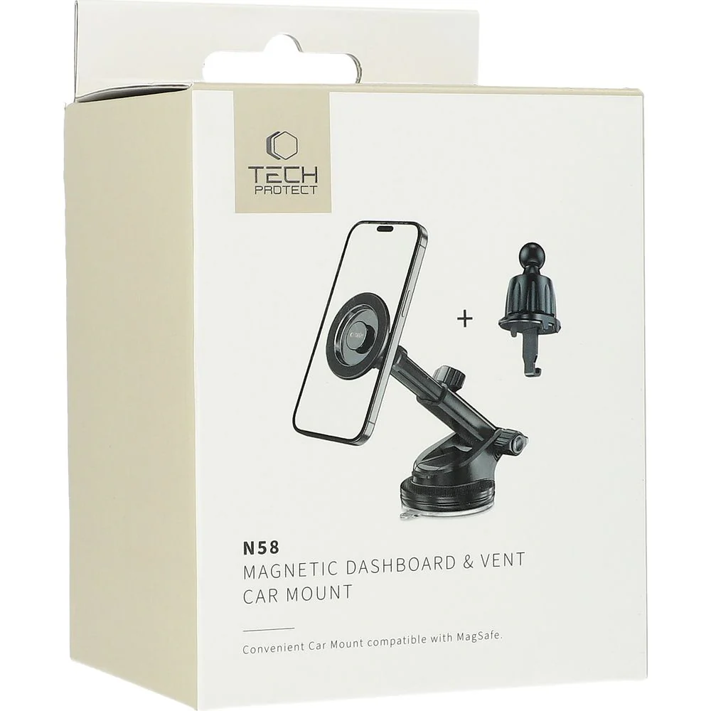 Magnetische Handy-Halterung für Lüftungsgitter / Cockpit / Windschutzscheiben, Tech-Protect N58, mit MagSafe, Schwarz - Image 12