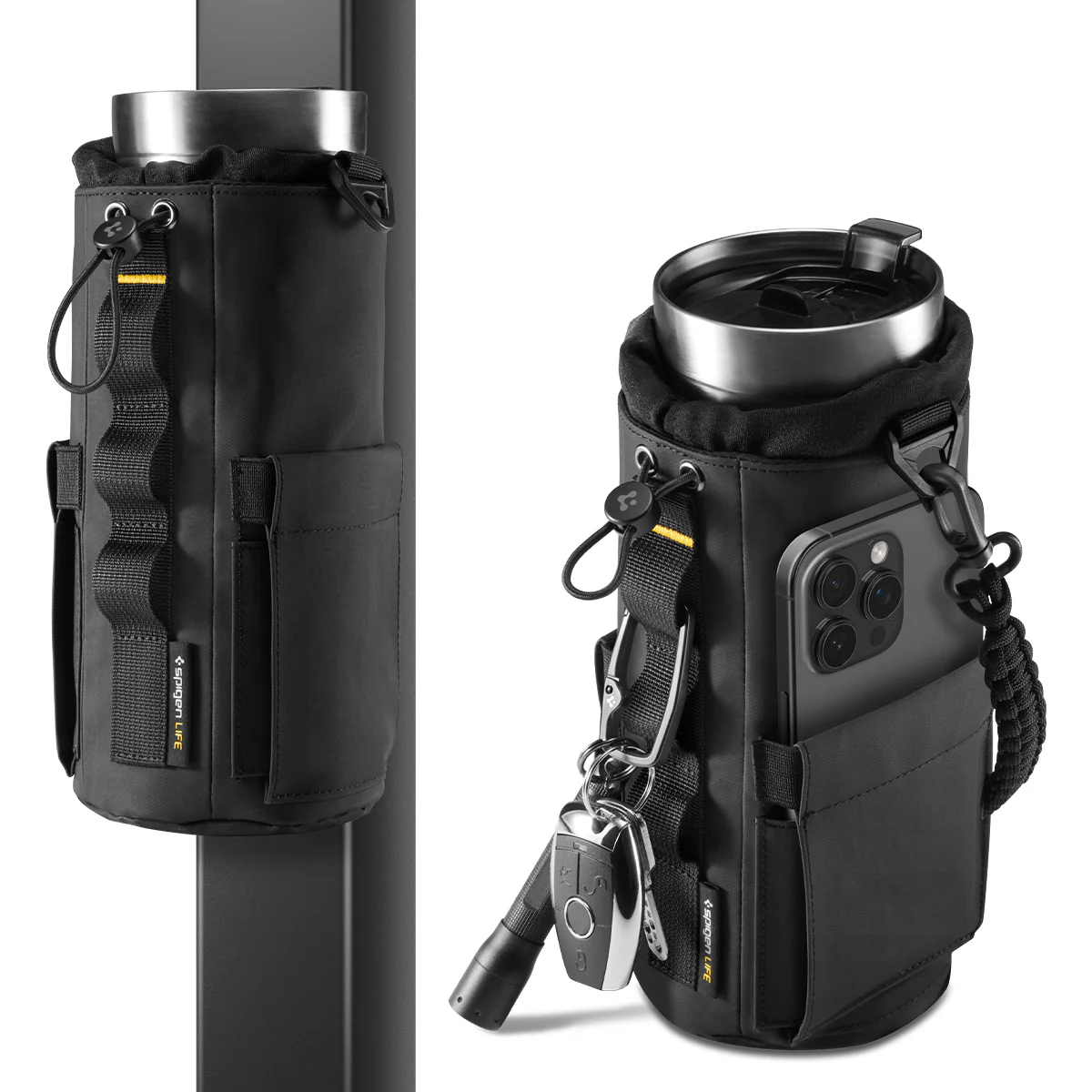 Magnetische Tasche für Flasche, Telefon, Schlüssel, Spigen Tumbler Holder Bag, Schwarz - Image 5