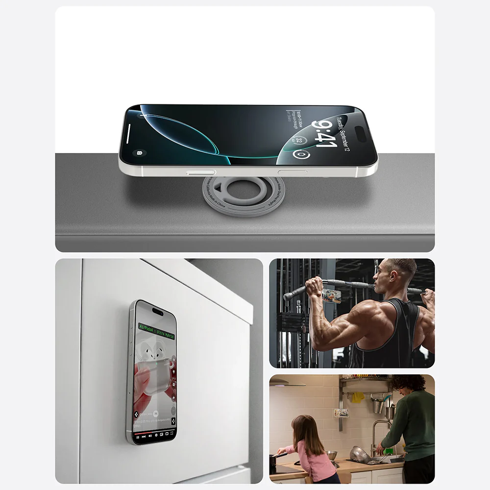 Magnetischer Fingerhalter für MagSafe, Spigen Dual Pop MagFit Holder, Dunkelgrau - Image 10