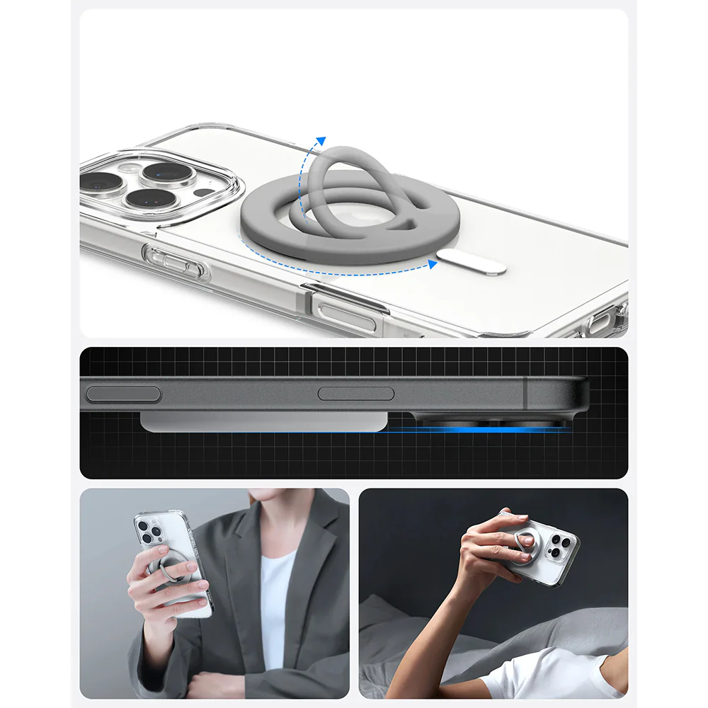 Magnetischer Fingerhalter für MagSafe, Spigen Dual Pop MagFit Holder, Dunkelgrau - Image 11