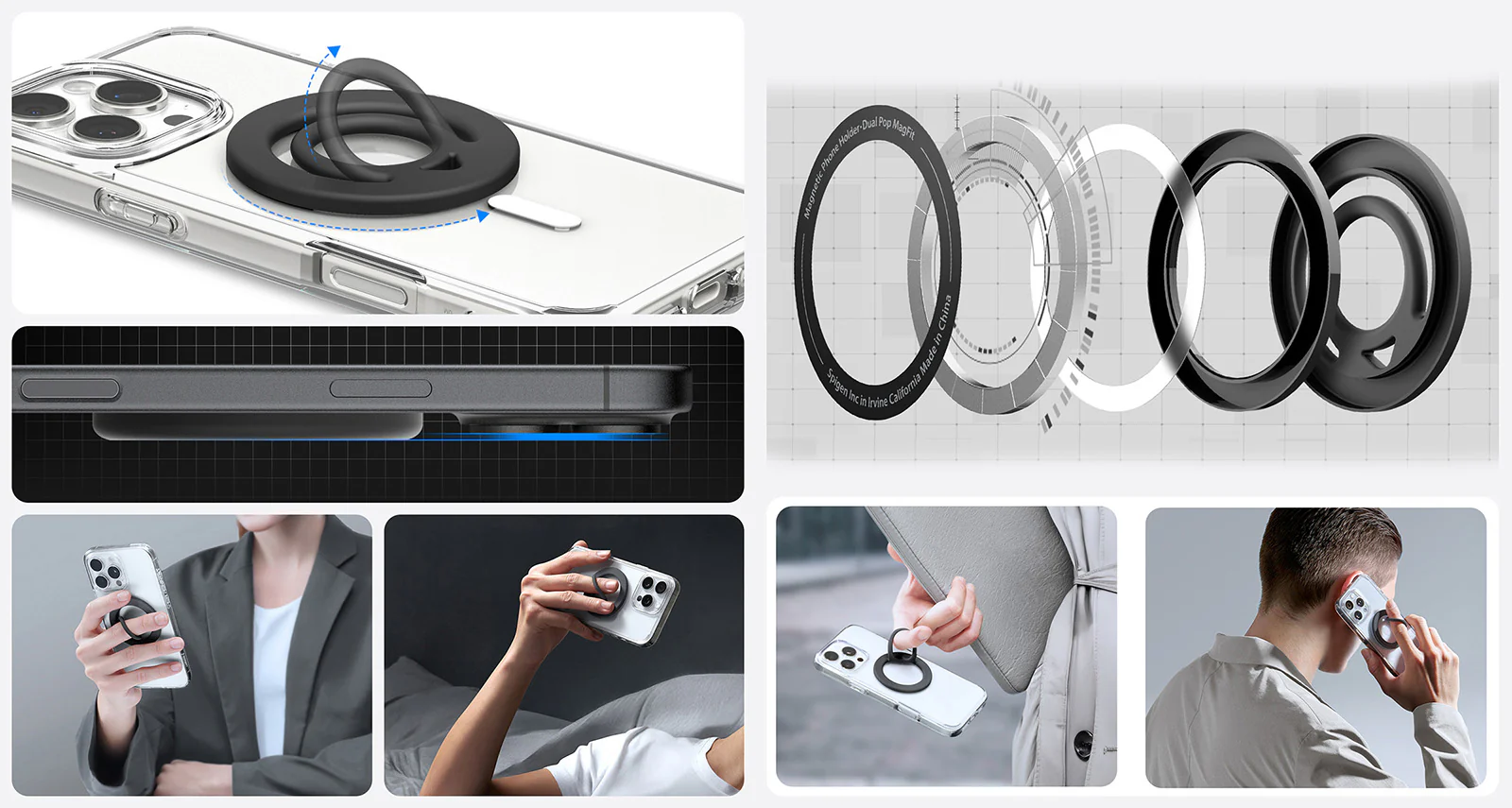 Magnetischer Fingerhalter für MagSafe, Spigen Dual Pop MagFit Holder, Schwarz - Image 12