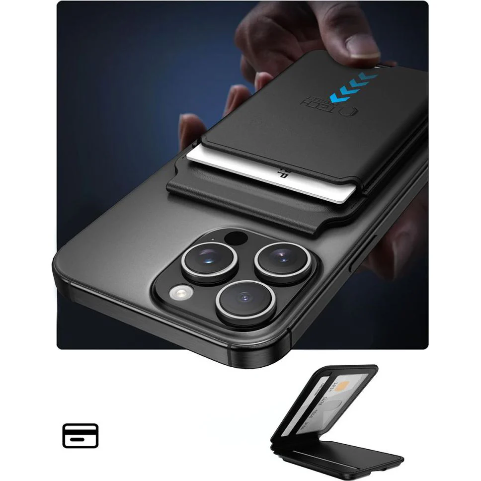 Magnetisches Kartenetui mit Ständer mit MagSafe, Tech-Protect MagWallet Stand, Schwarz - Image 3