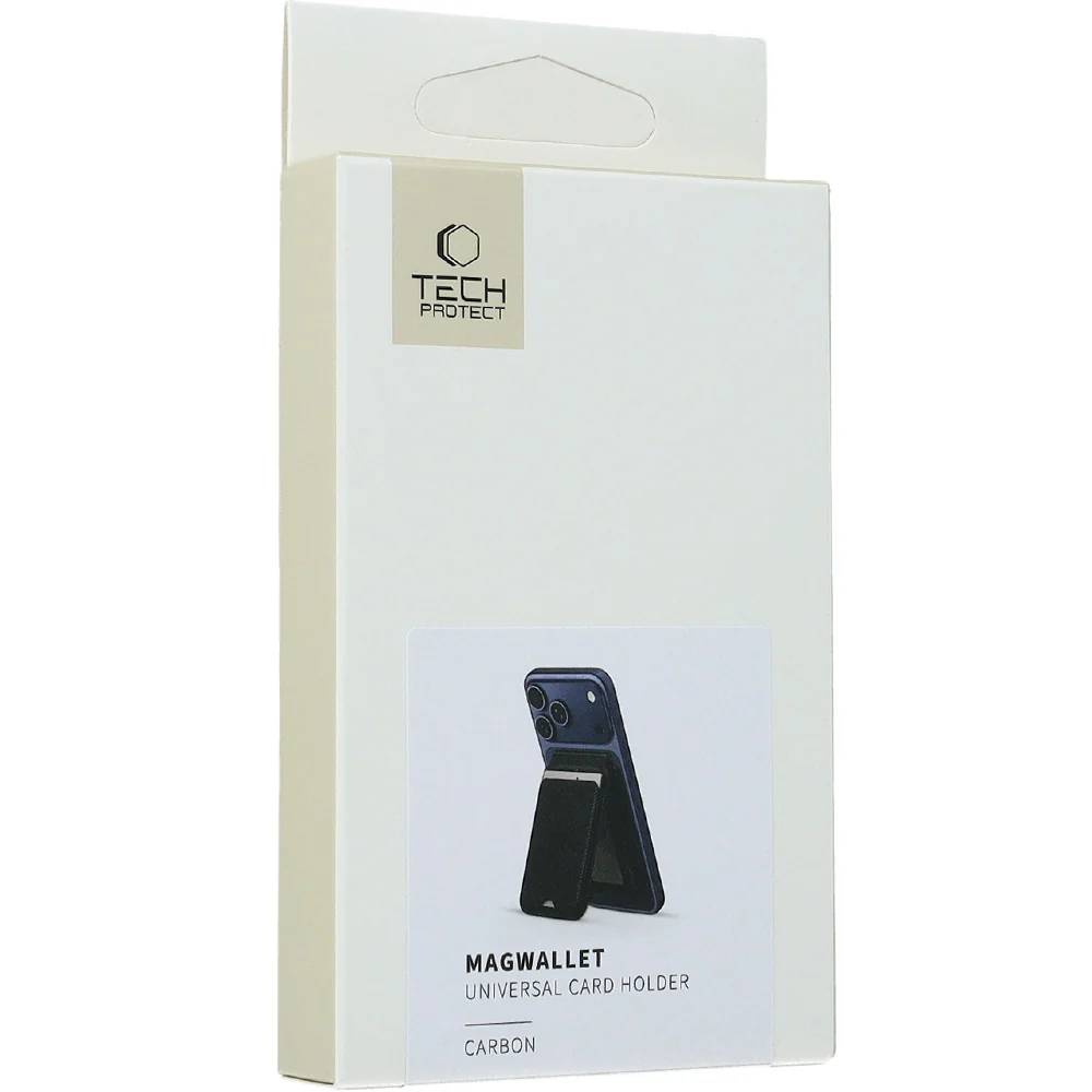 Magnetisches Kartenetui mit Ständer mit MagSafe, Tech-Protect MagWallet Stand, Schwarz Carbon - Image 6