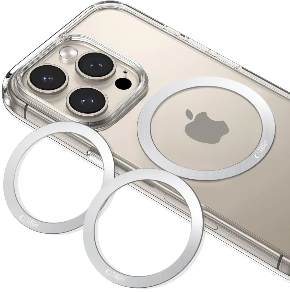 Magnetplatten Tech-Protect MMP-100 2in1 Magnetic MagSafe Ring für Hüllen ohne MagSafe, 2 Stück, Silbern - Image 5