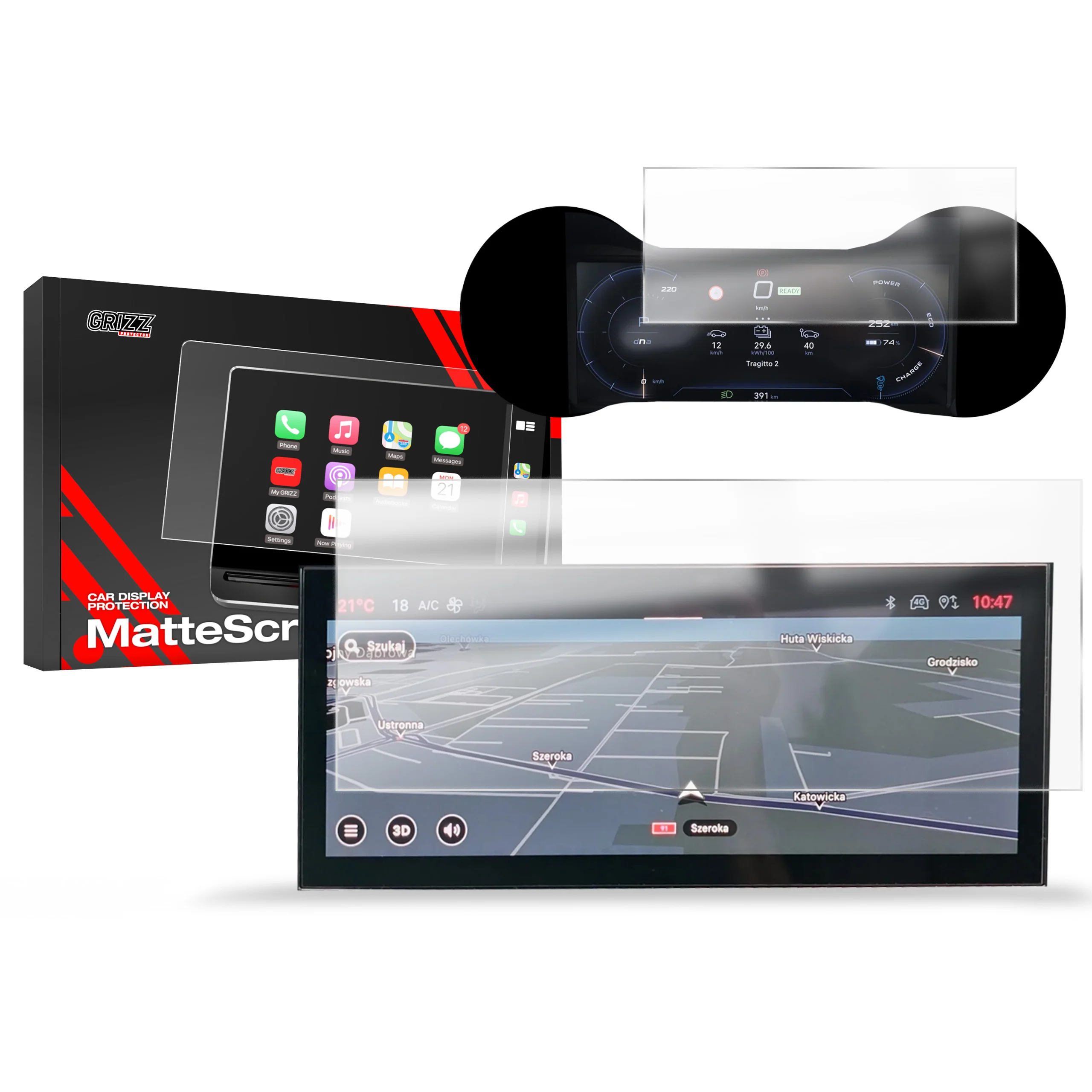 Matte Autodisplayfolie 2in1 für Alfa Romeo Junior 10,25" (2024-2025), Grizz Protector
