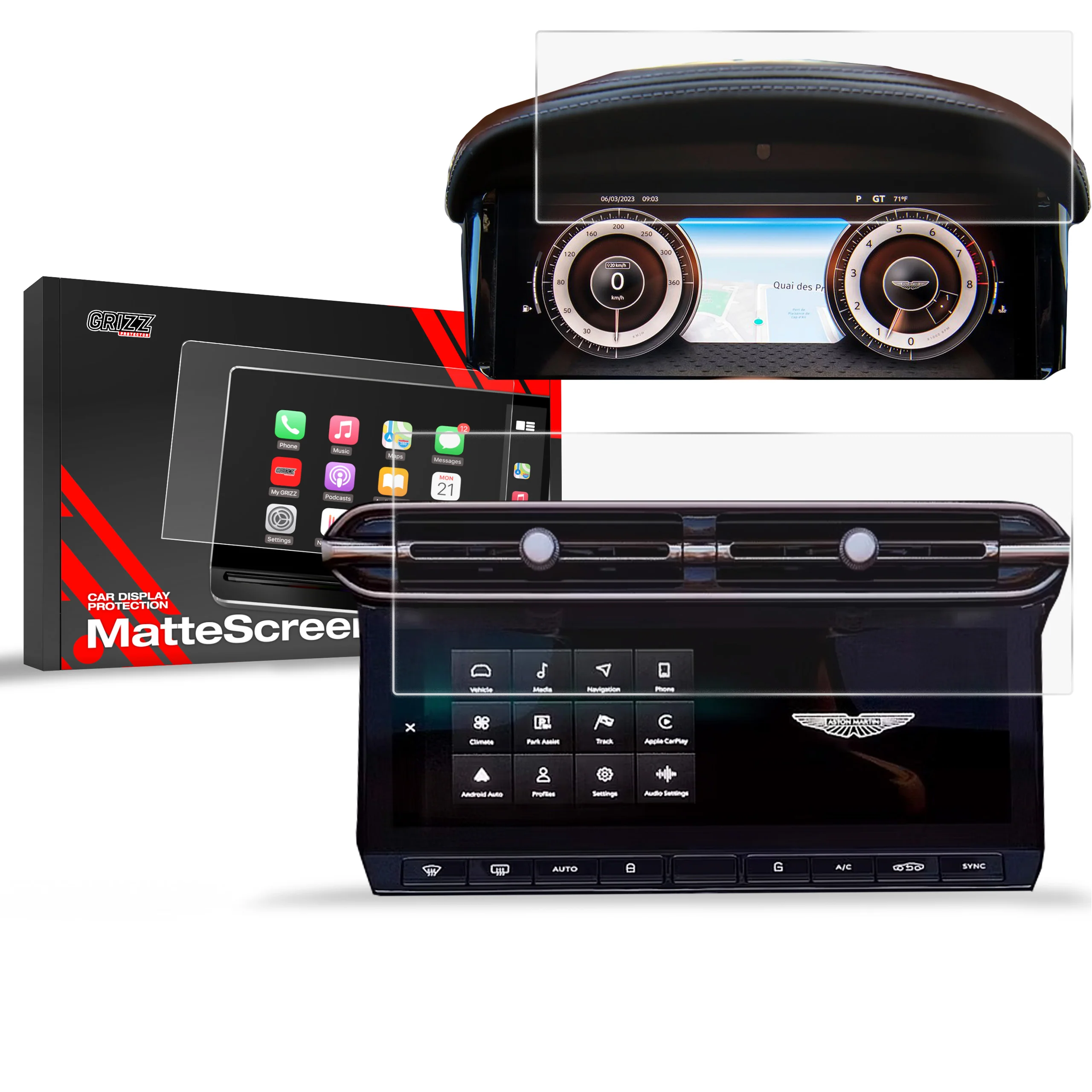 Matte Autodisplayfolie 2in1 für Aston Martin DB12 (2024-2025), Grizz Protector