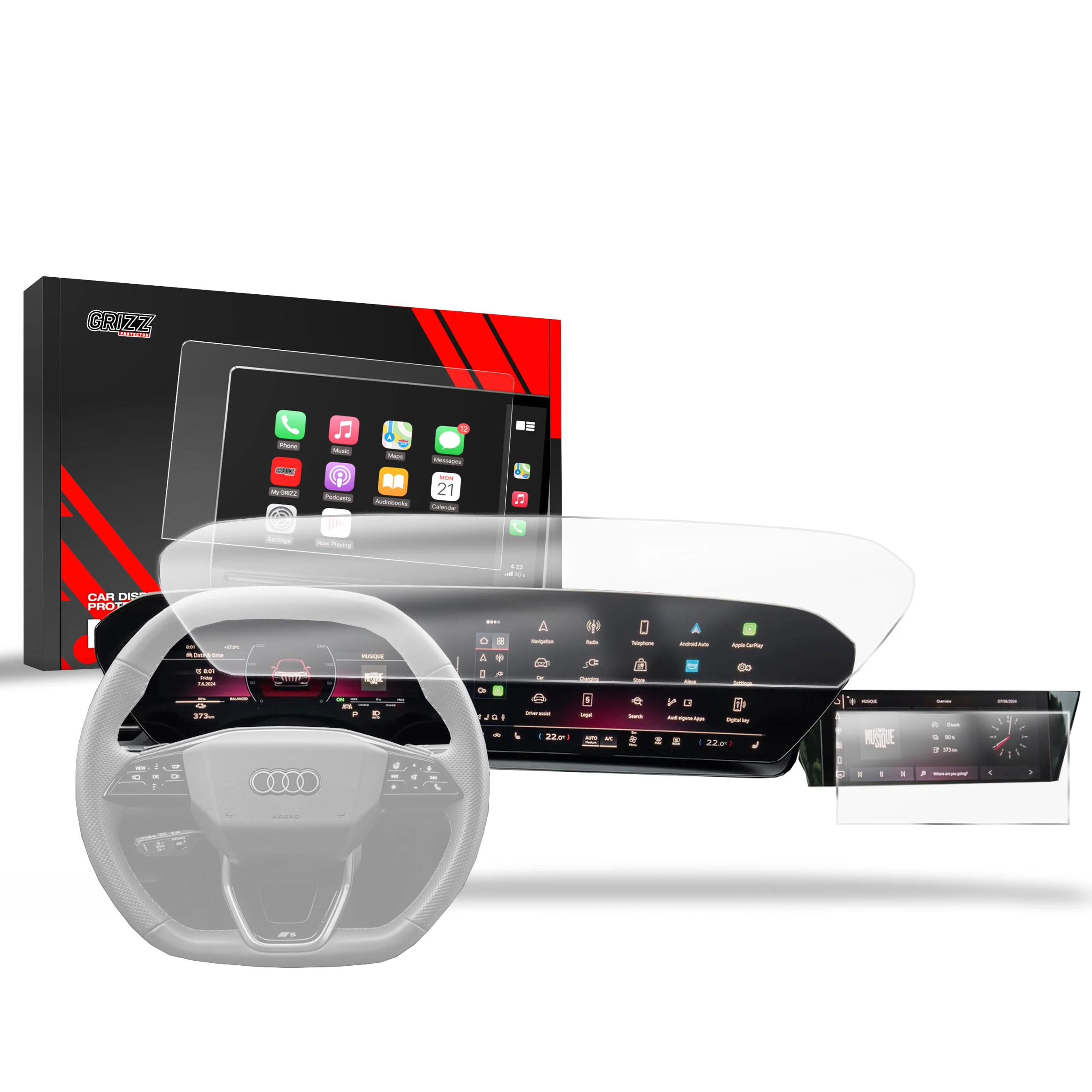 Matte Autodisplayfolie 2in1 für Audi Q6 e-tron (2024-2025), Grizz Protector