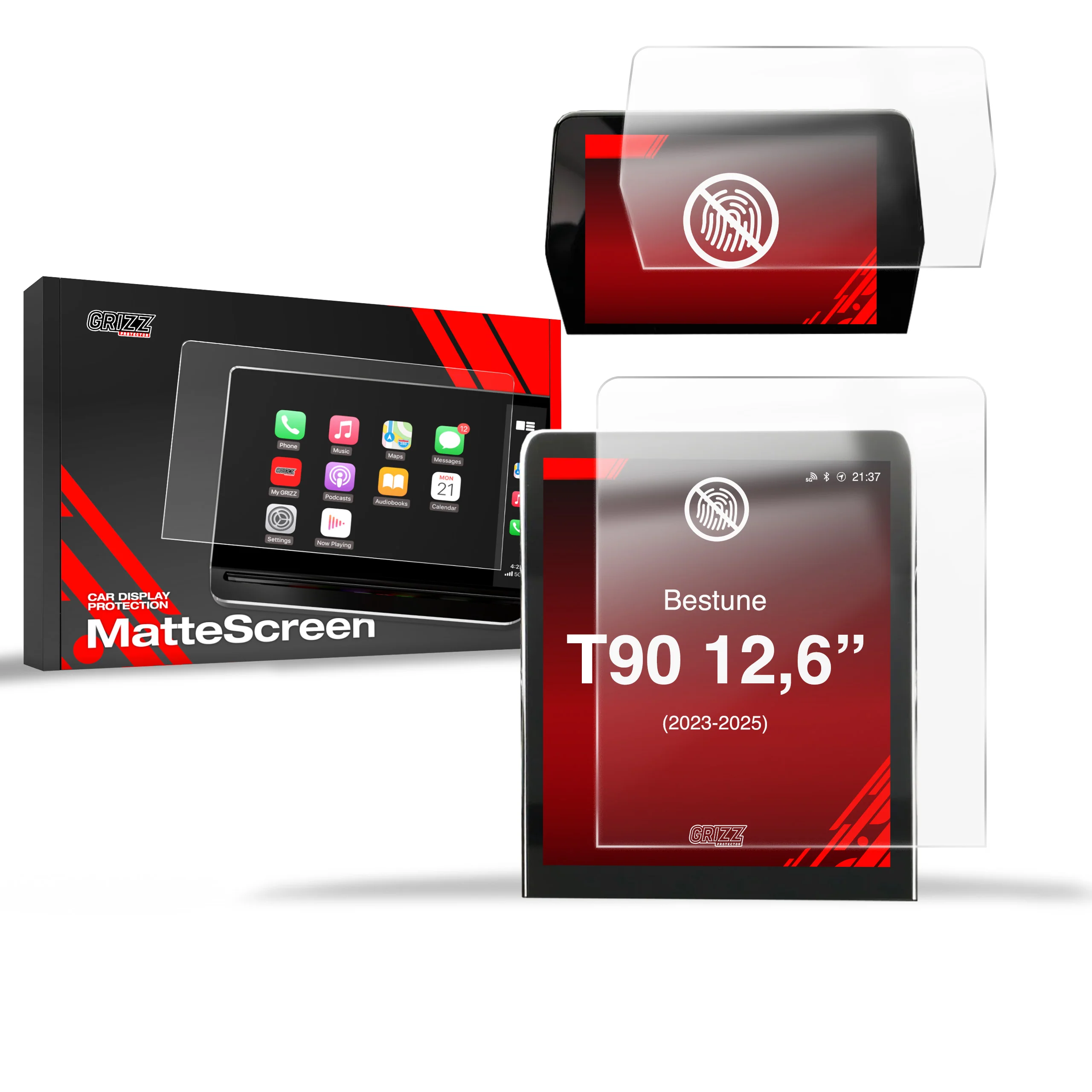Matte Autodisplayfolie 2in1 für Bestune T90 12,6" (2023-2025), Grizz Protector