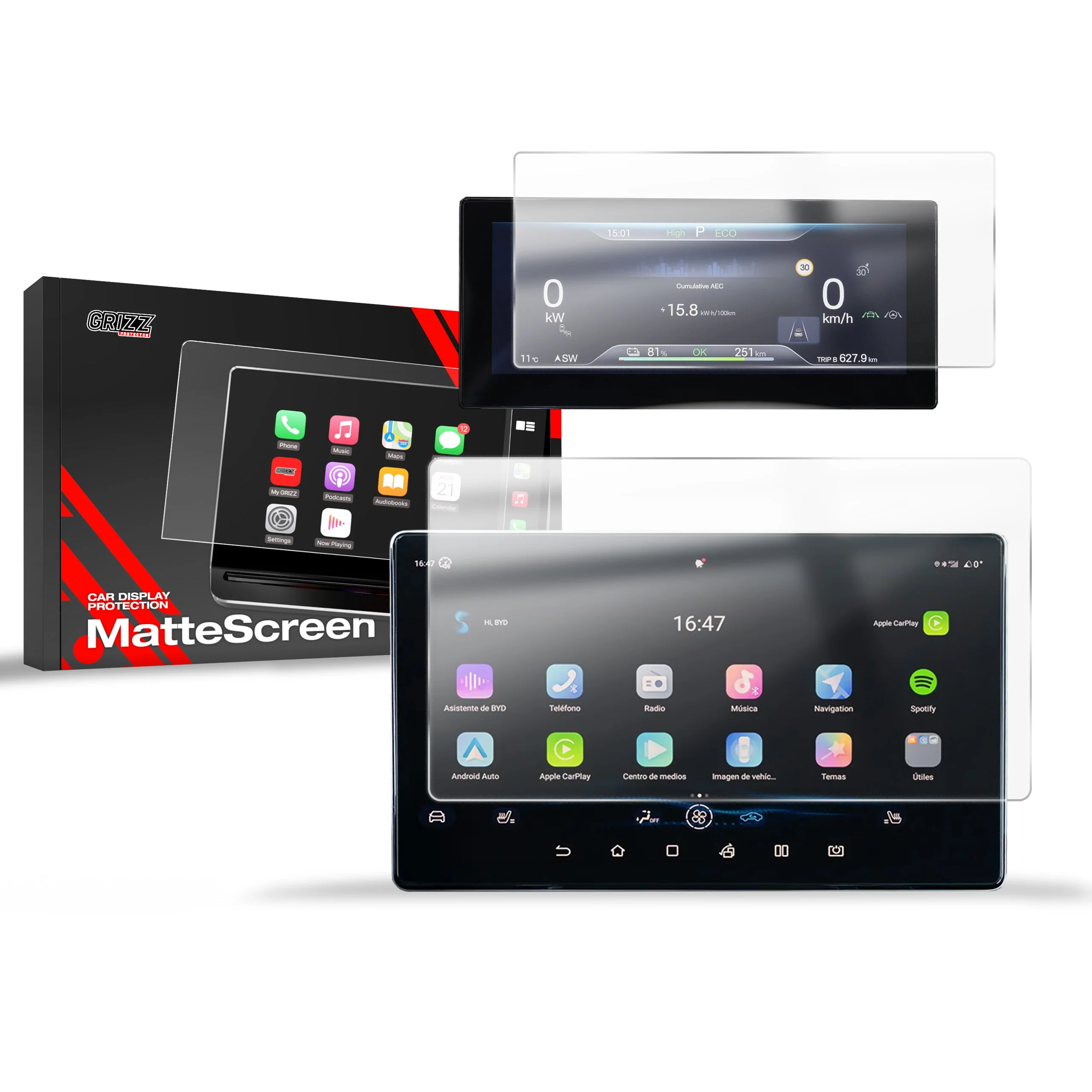Matte Autodisplayfolie 2in1 für BYD ATTO 2 10,1" (2025), Grizz Protector - Image 8