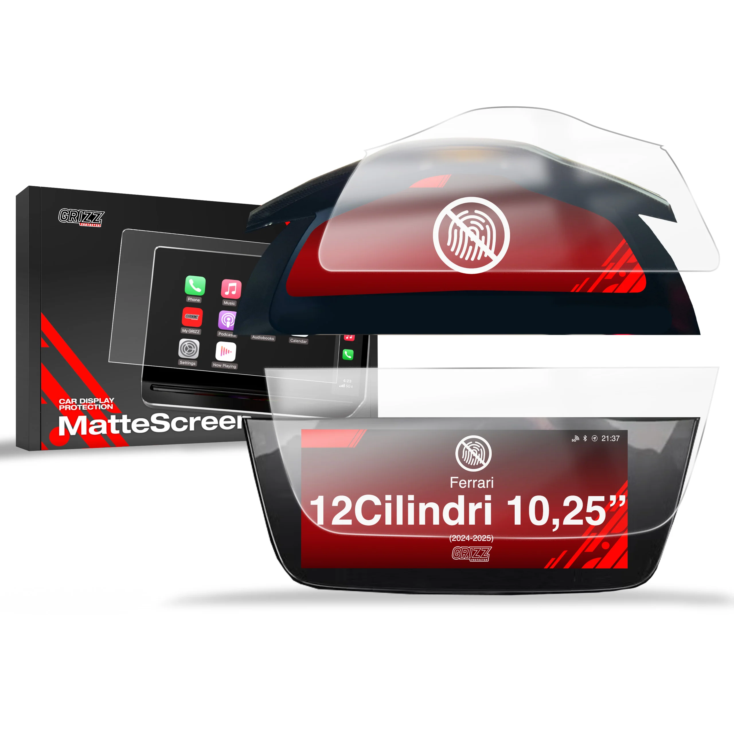 Matte Autodisplayfolie 2in1 für Ferrari 12Cilindri 15,6"+10,25" (2024-2025), Grizz Protector
