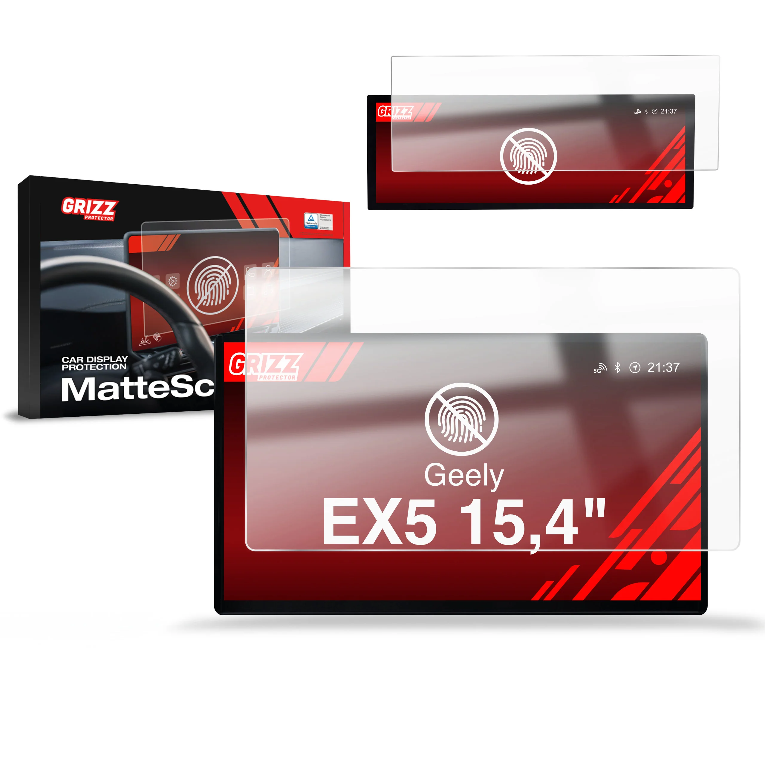 Matte Autodisplayfolie 2in1 für Geely EX5 15,4" (2024-2026), Grizz Protector