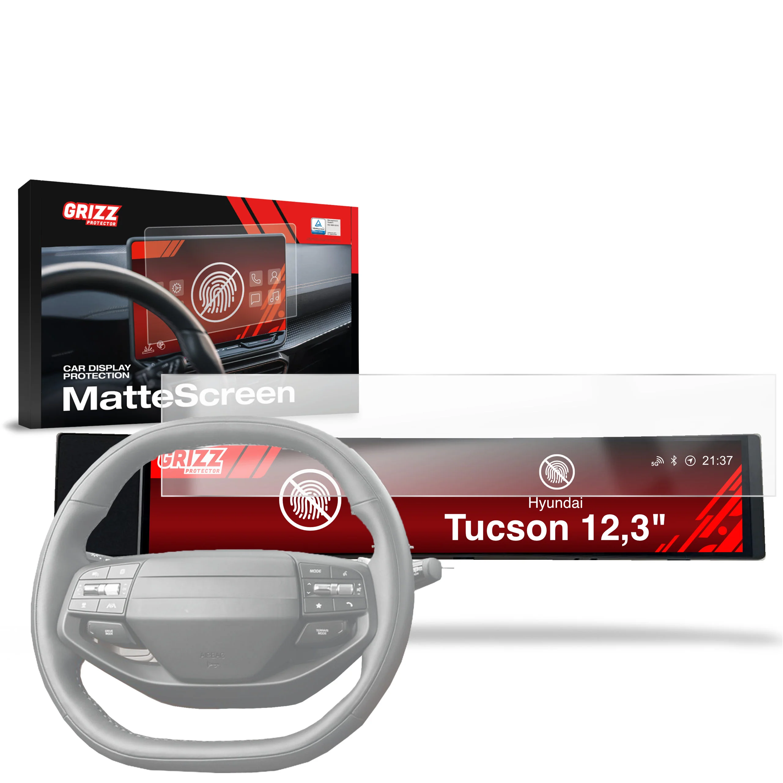 Matte Autodisplayfolie 2in1 für Hyundai Tucson 12,3" (2024-2025), Grizz Protector