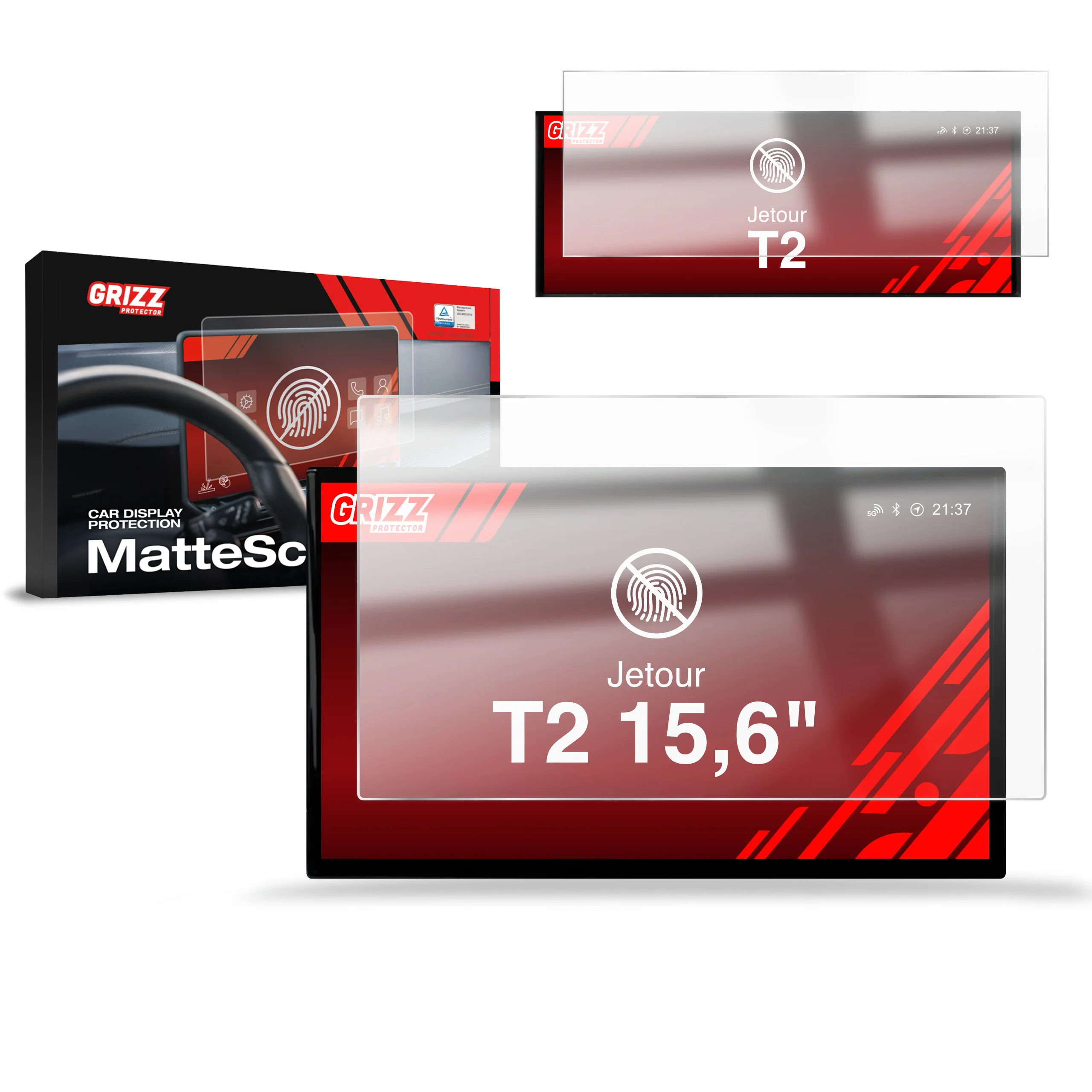 Matte Autodisplayfolie 2in1 für Jetour T2 15,6" (2025-2026), Grizz Protector
