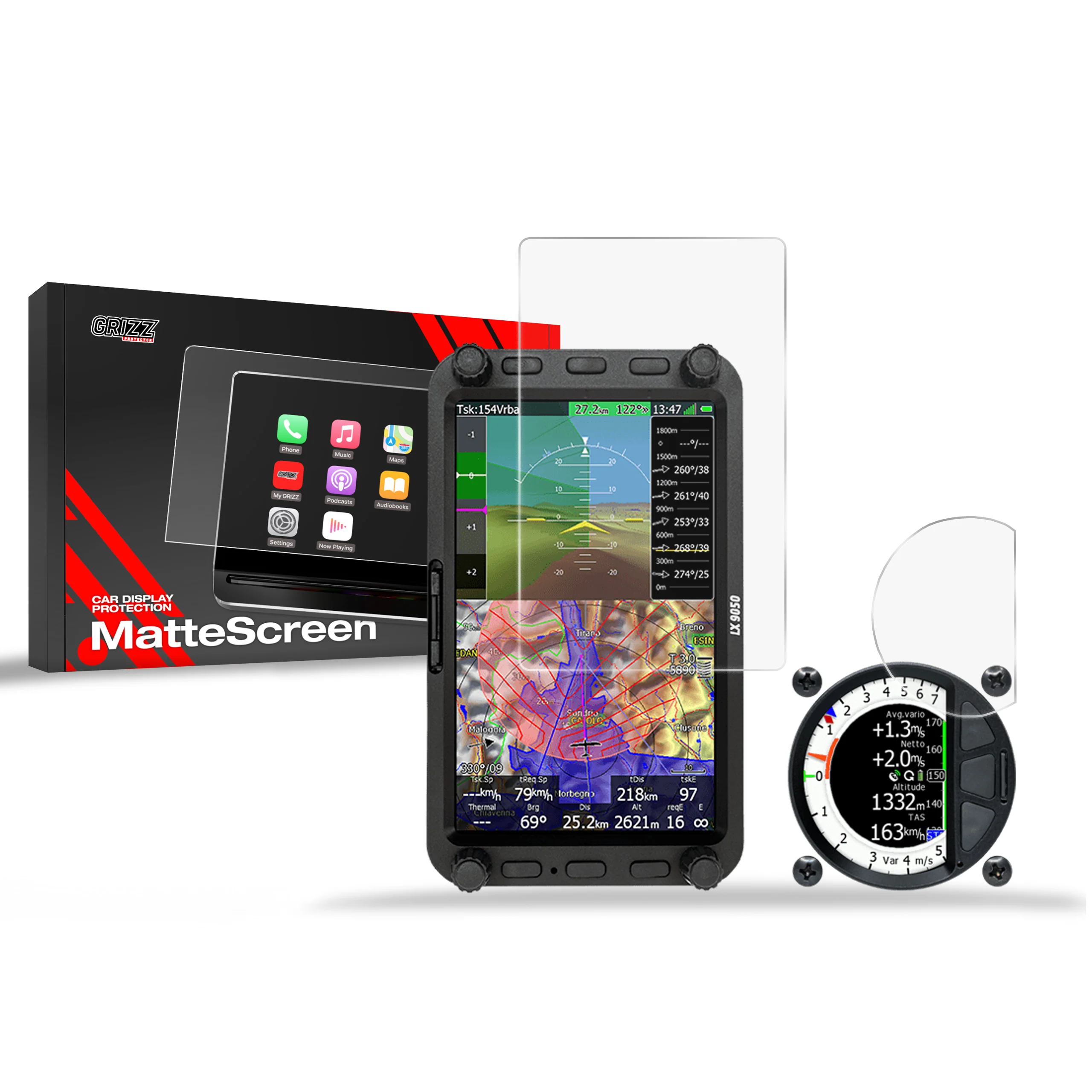 Matte Autodisplayfolie 2in1 für LX9050 vario V8, Grizz Protector