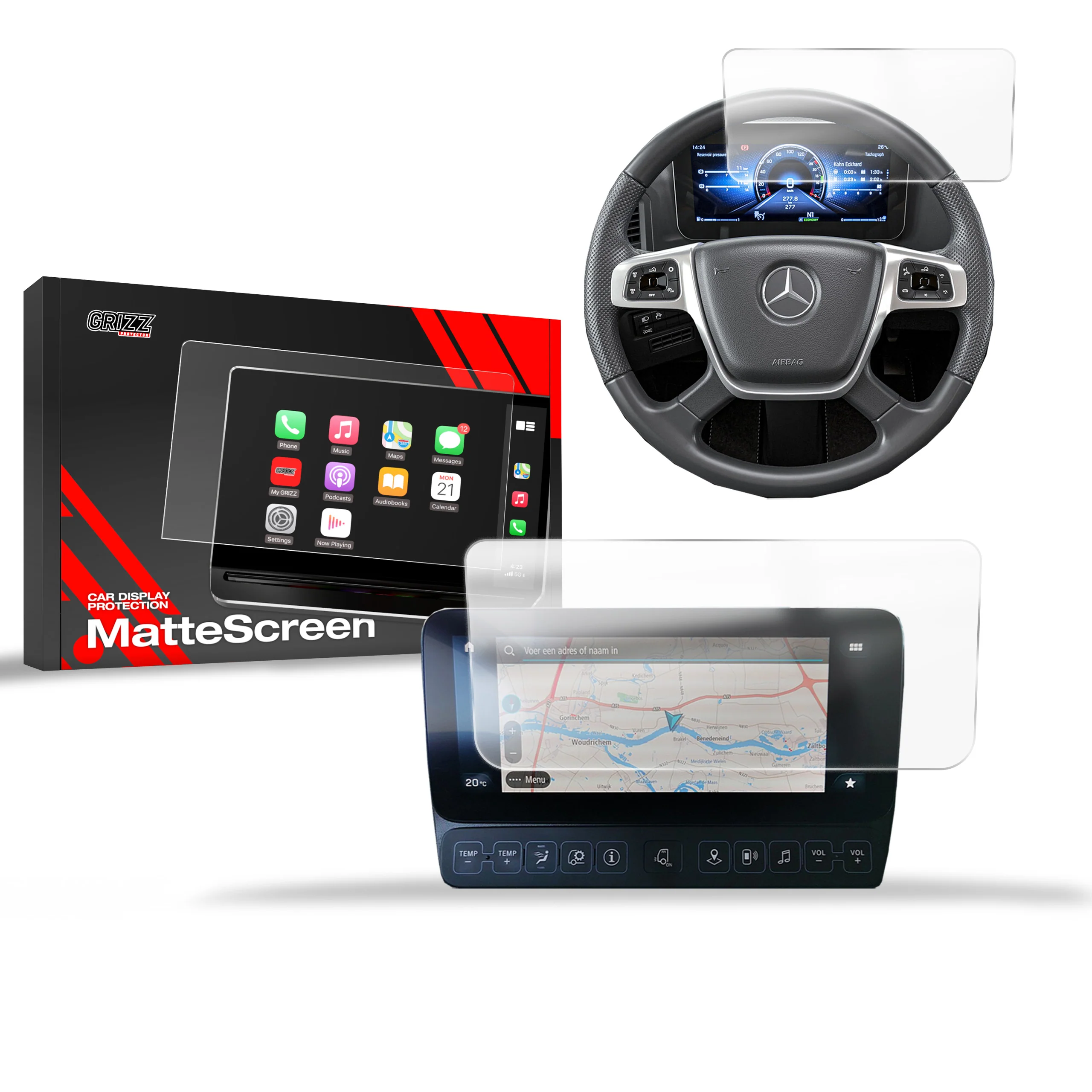 Matte Autodisplayfolie 2in1 für Mercedes Actros F (2021-2024), Grizz Protector
