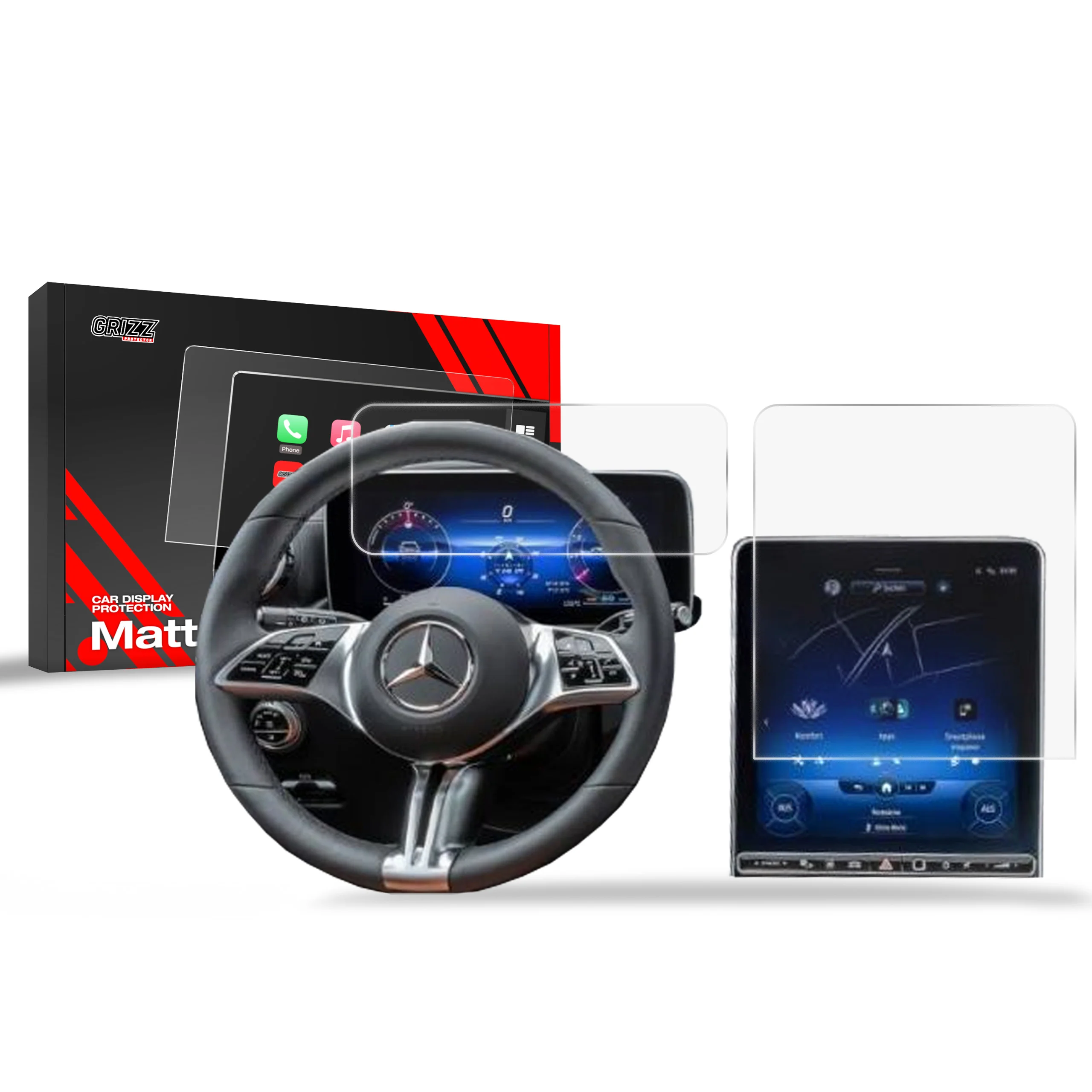 Matte Autodisplayfolie 2in1 für Mercedes S Klasse W223 (2020-2025), Grizz Protector