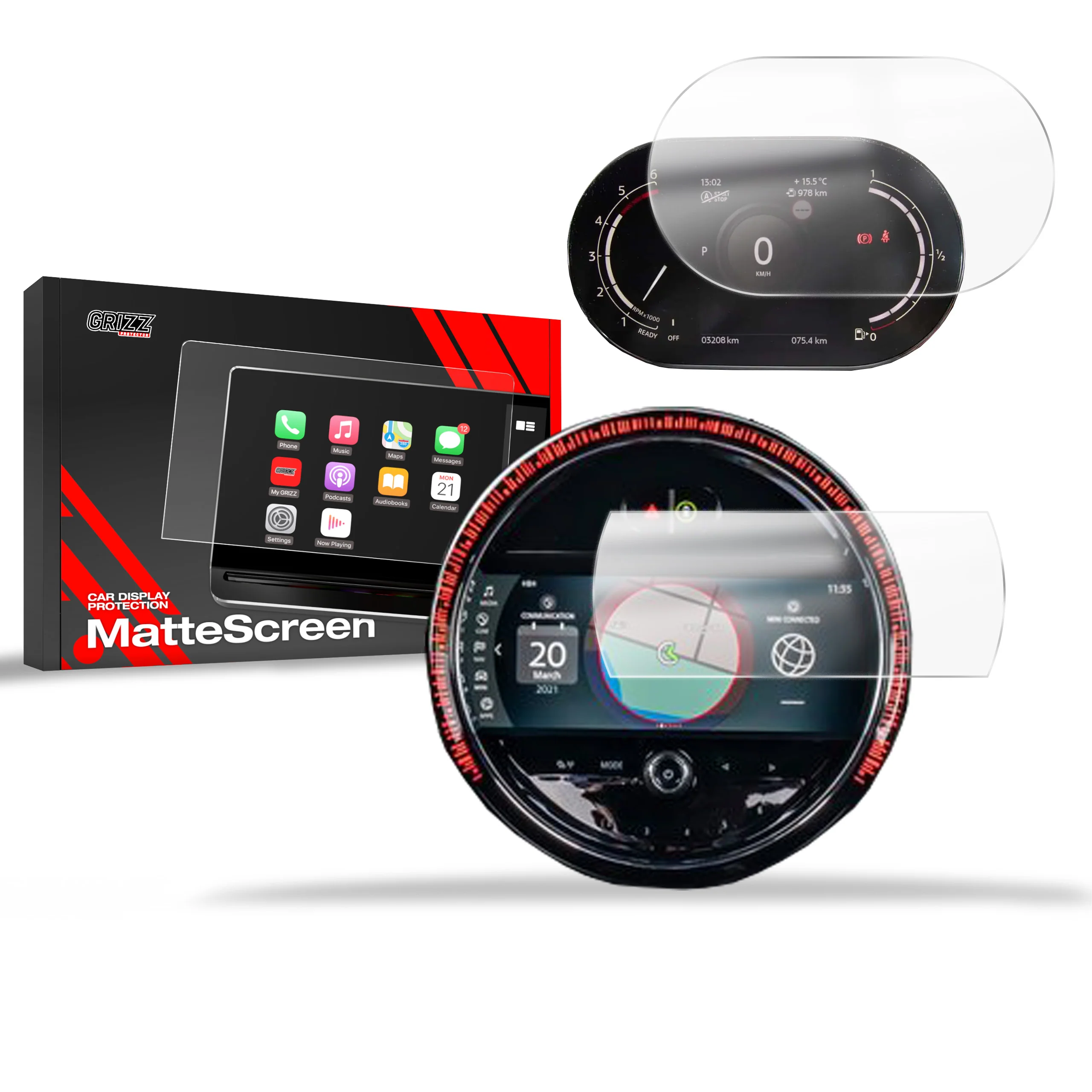 Matte Autodisplayfolie 2in1 für Mini Clubman 2 (2021-2023), Grizz Protector