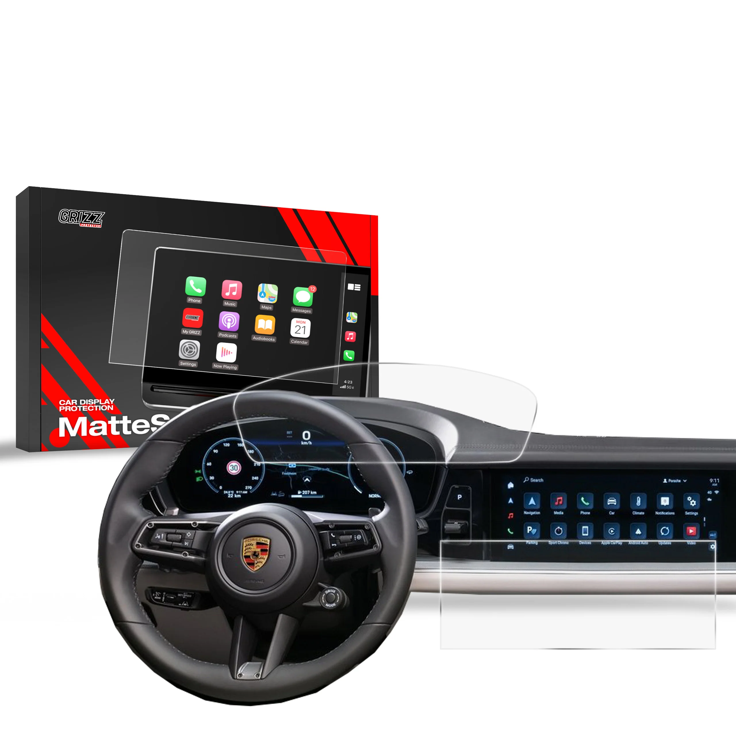 Matte Autodisplayfolie 2in1 für Porsche Panamera 3 (2024-2025), Grizz Protector
