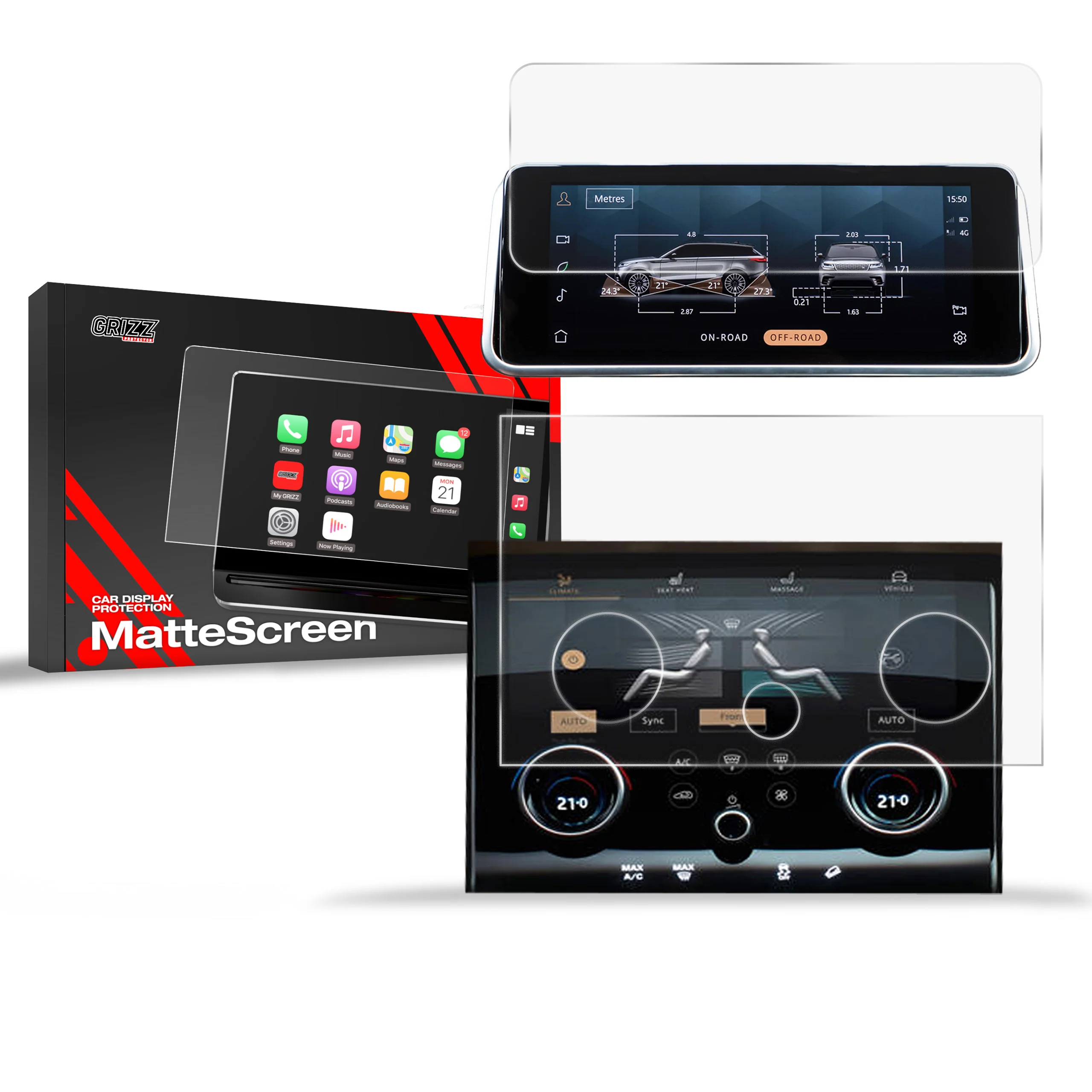 Matte Autodisplayfolie 2in1 für Range Rover Evoque (2019-2023), Grizz Protector