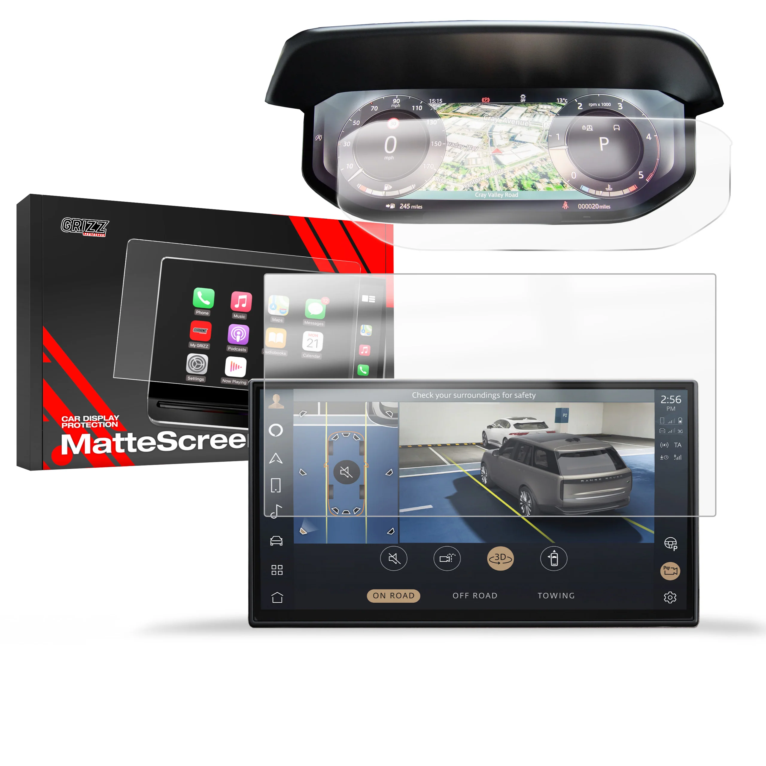 Matte Autodisplayfolie für Range Rover Sport 13,1" (2022-2024), Grizz Protector