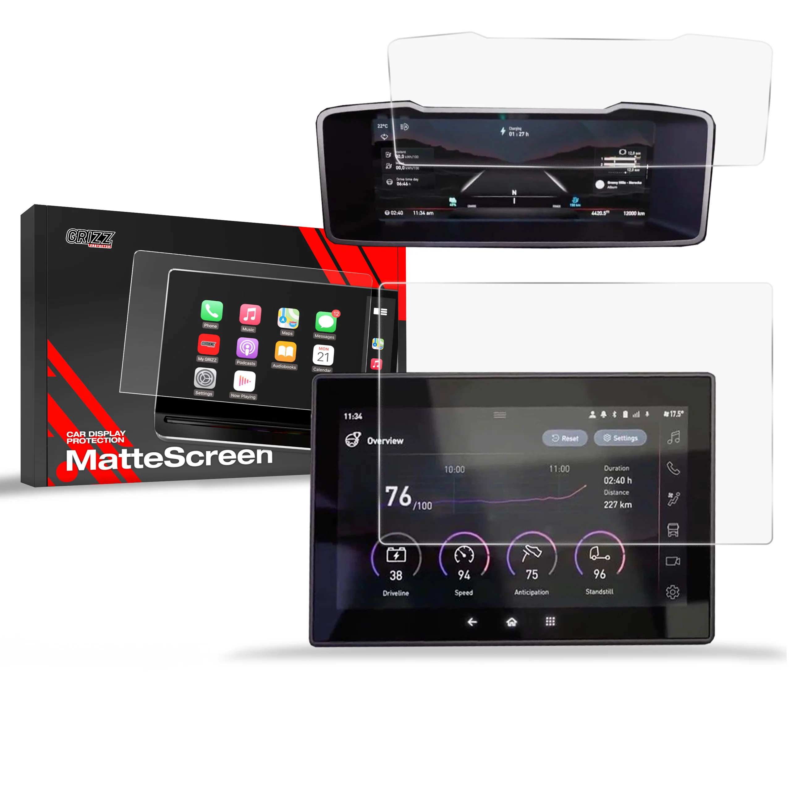 Matte Autodisplayfolie 2in1 für Renault K Evolution, Grizz Protector