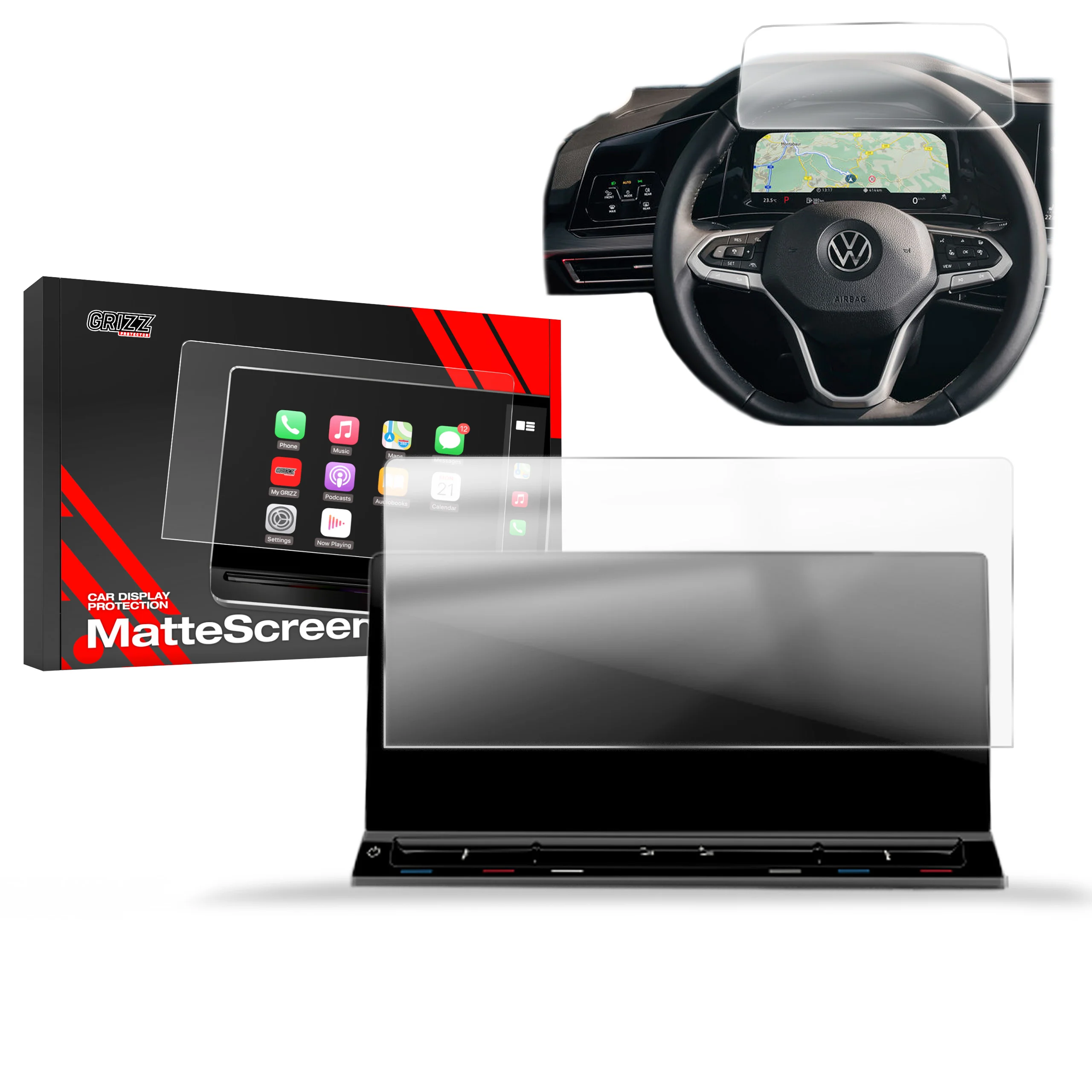 Matte Autodisplayfolie 2in1 für Volkswagen Multivan T7 10" (2021-2024), Grizz Protector