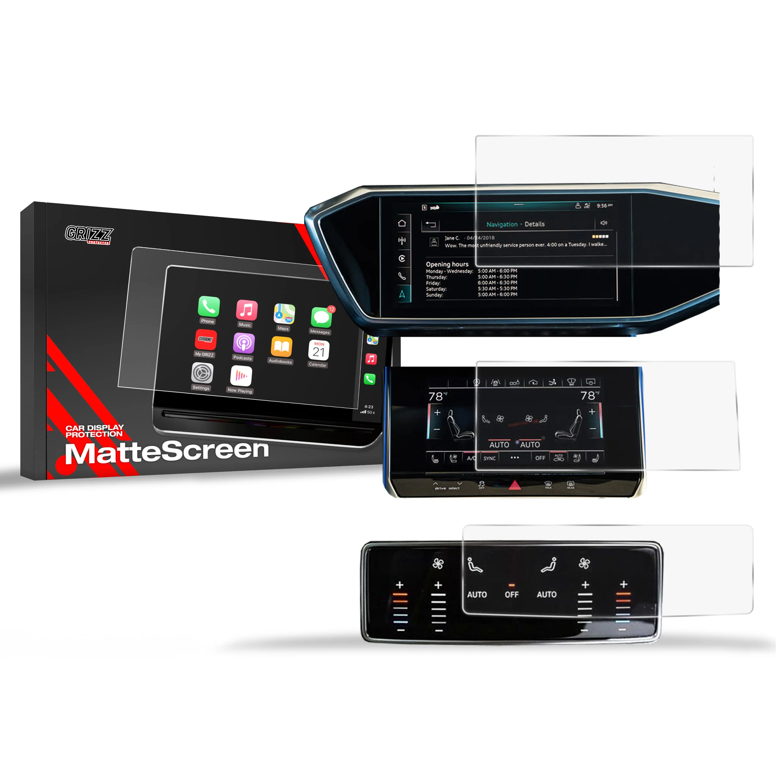Matte Autodisplayfolie 3in1 für Audi A6 C8 (2018-2024), Grizz Protector