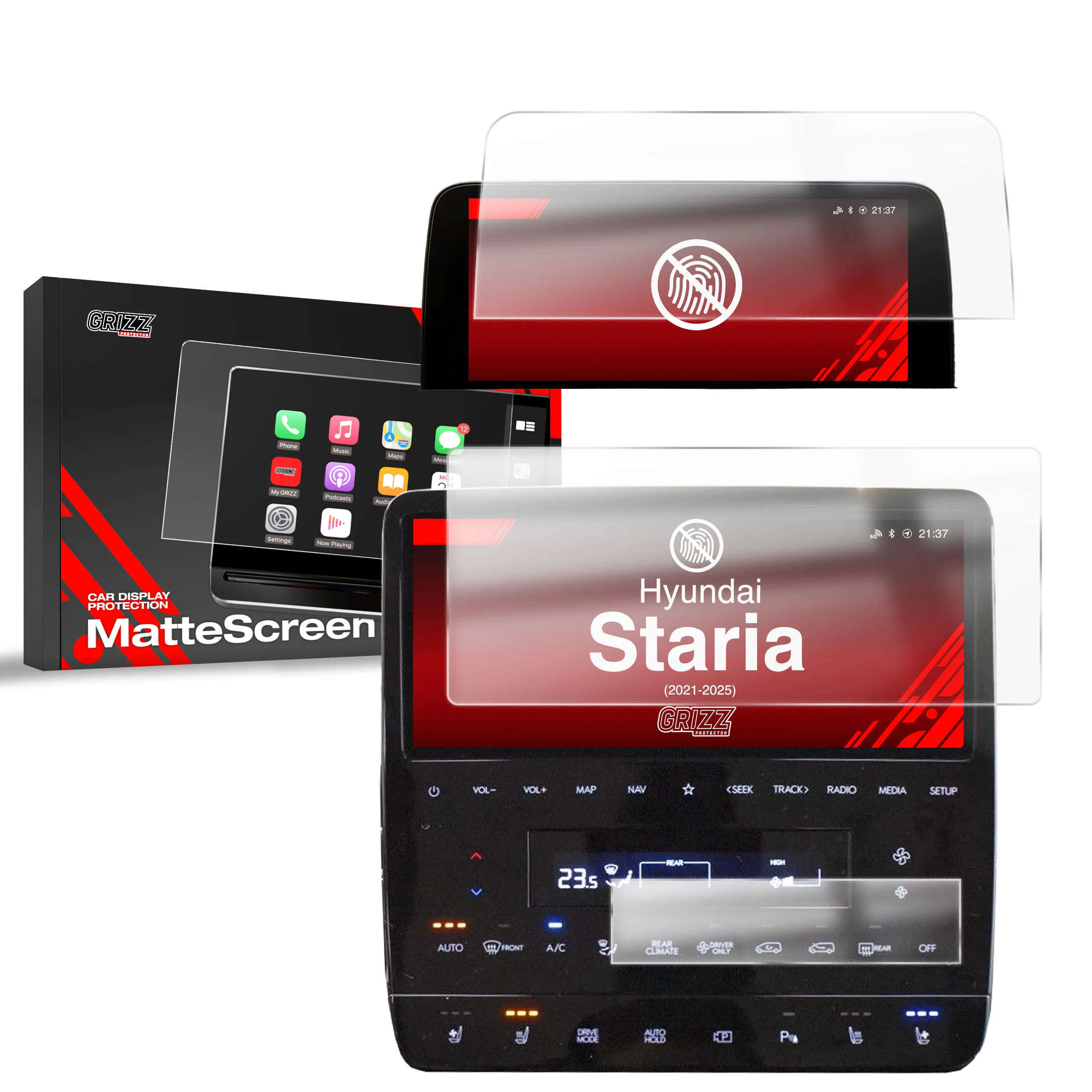 Matte Autodisplayfolie 3in1 für Hyundai Staria 10,25" (2021-2025), Grizz Protector