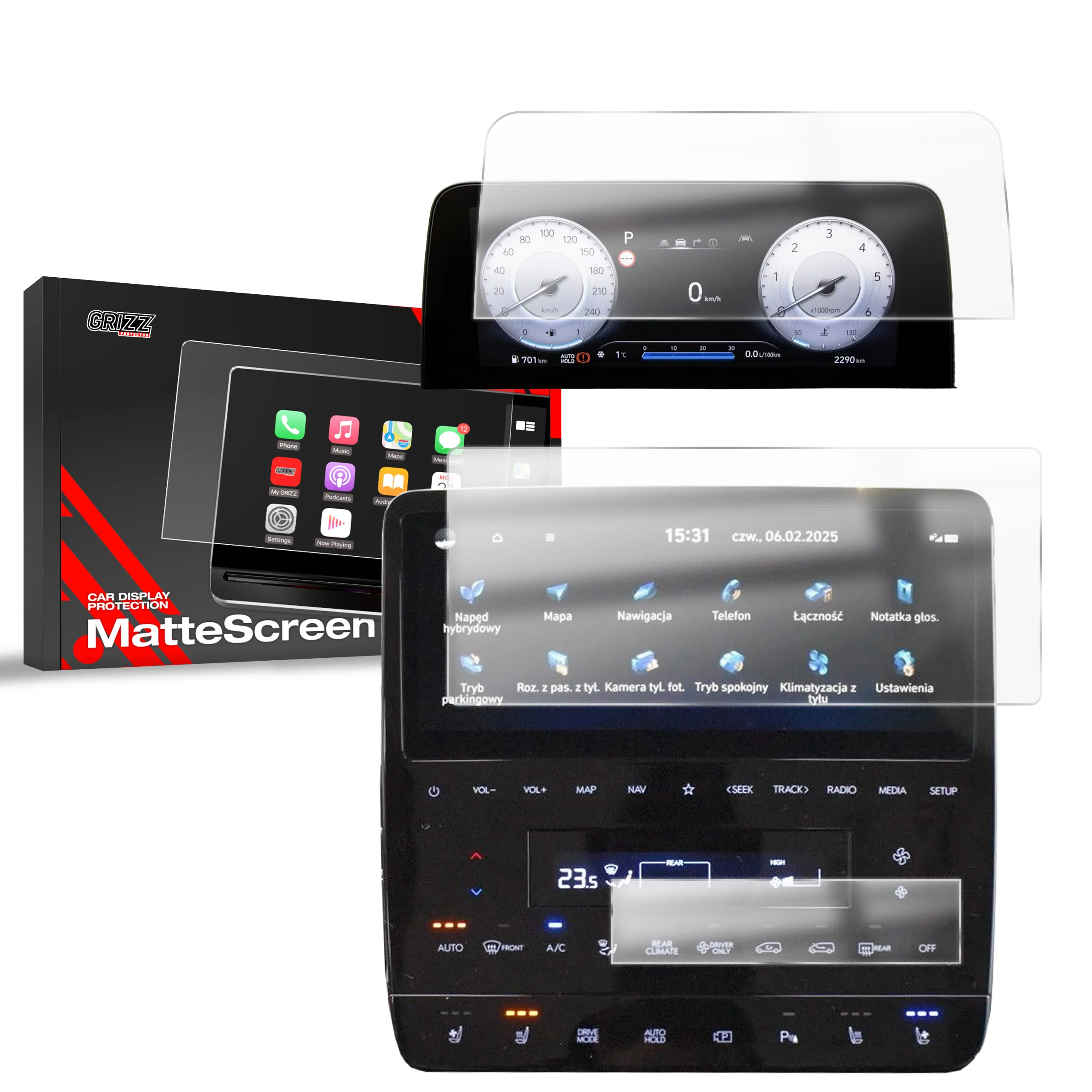 Matte Autodisplayfolie 3in1 für Hyundai Staria 10,25" (2021-2025), Grizz Protector - Image 8